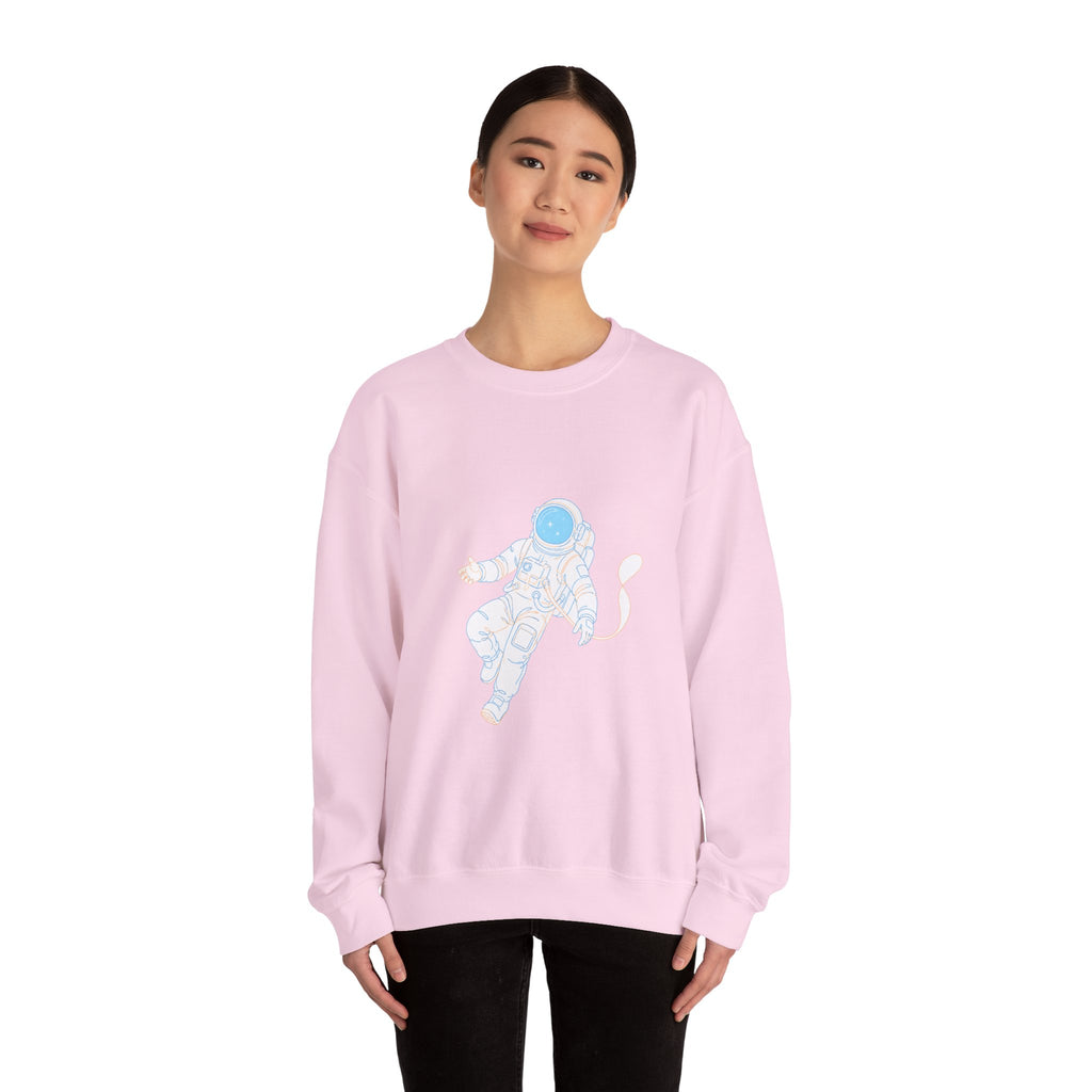 Matching Couple Sweatshirt - Astronaut & Planet Matching Couple Premium Fleece Sweatshirt Minimalist Art His Hers Christmas Gift - Design A