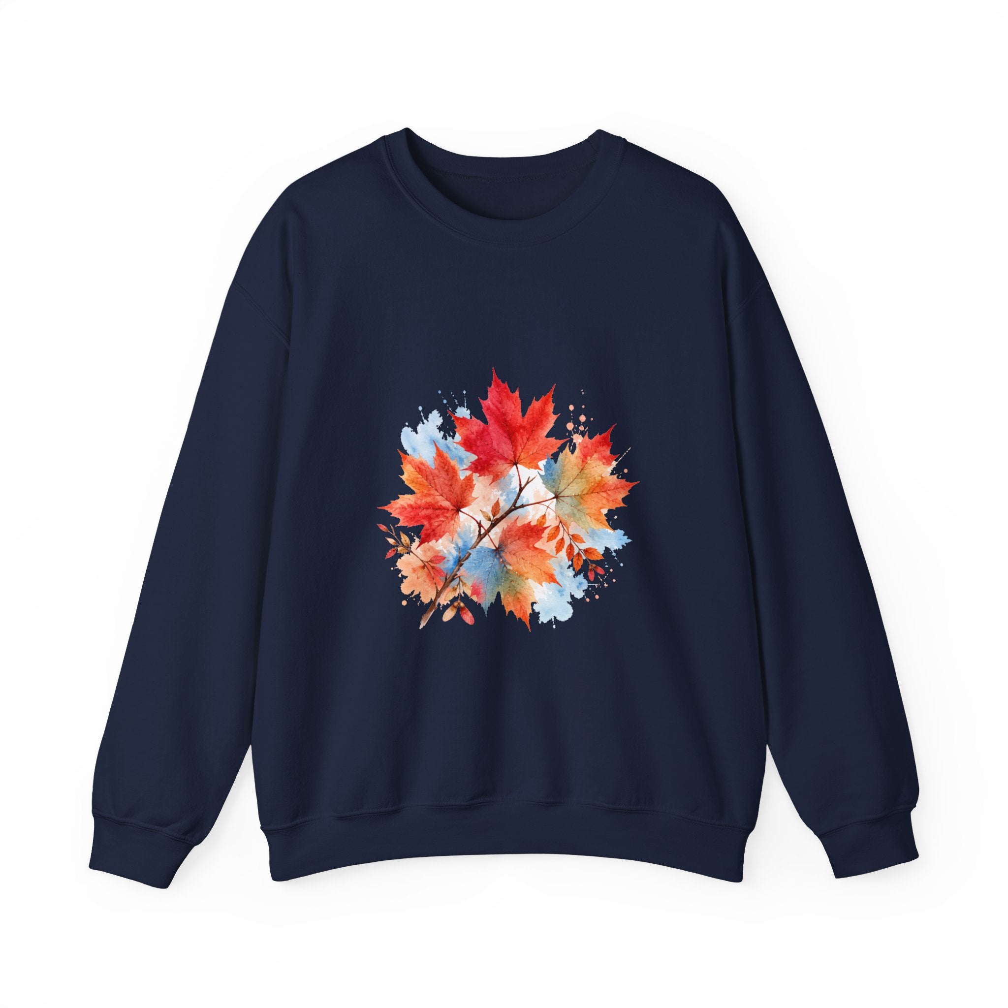 Matching Couple Sweatshirt - Cherry Blossom & Maple Leaf Matching Couple Premium Fleece Sweatshirt Watercolor Art His Hers Birthday Gift - Design B