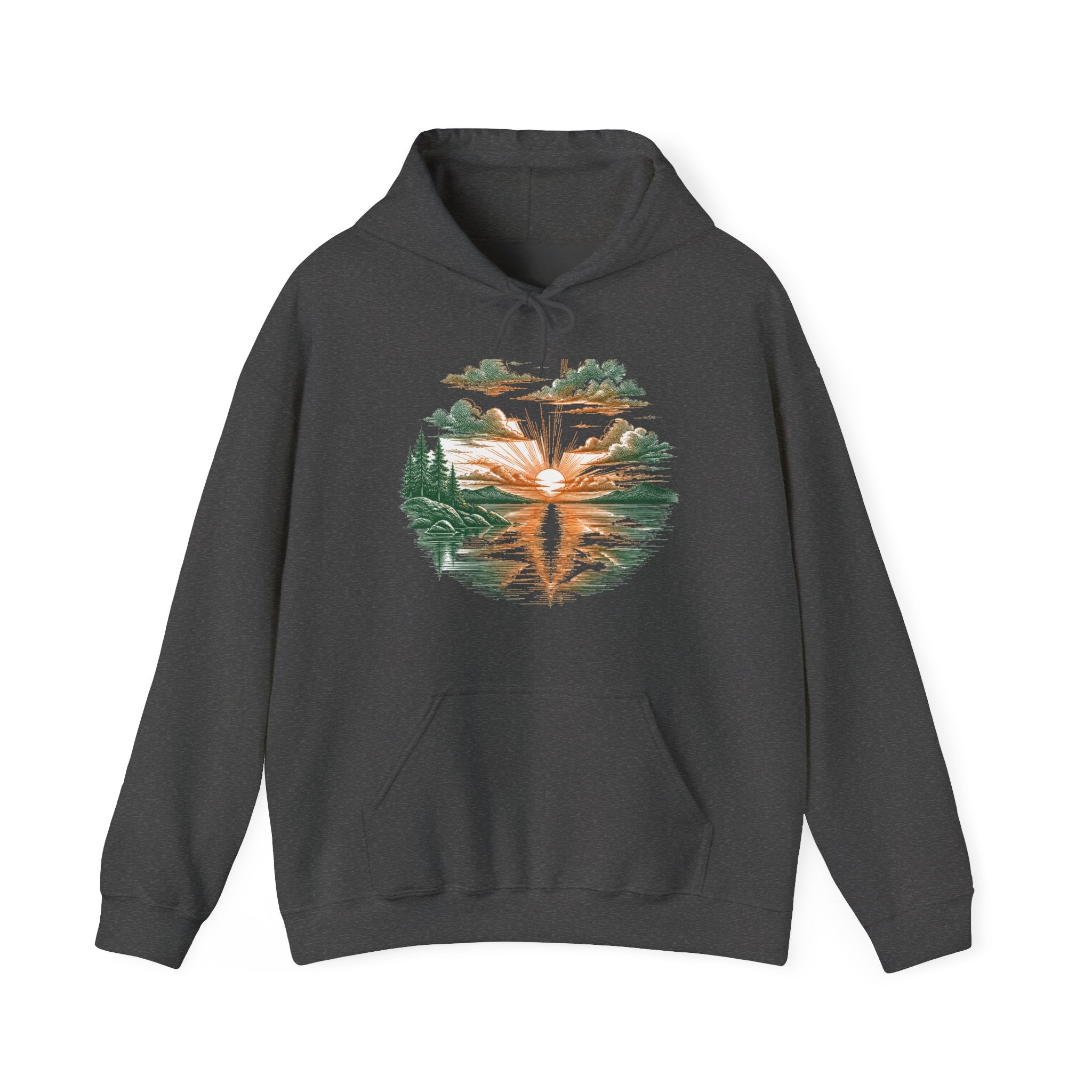 Matching Couple Sweatshirt - Sunrise & Sunset Matching Couple Hooded Sweatshirt Hand-Drawn Art His Hers Best Friend Gift - Design A