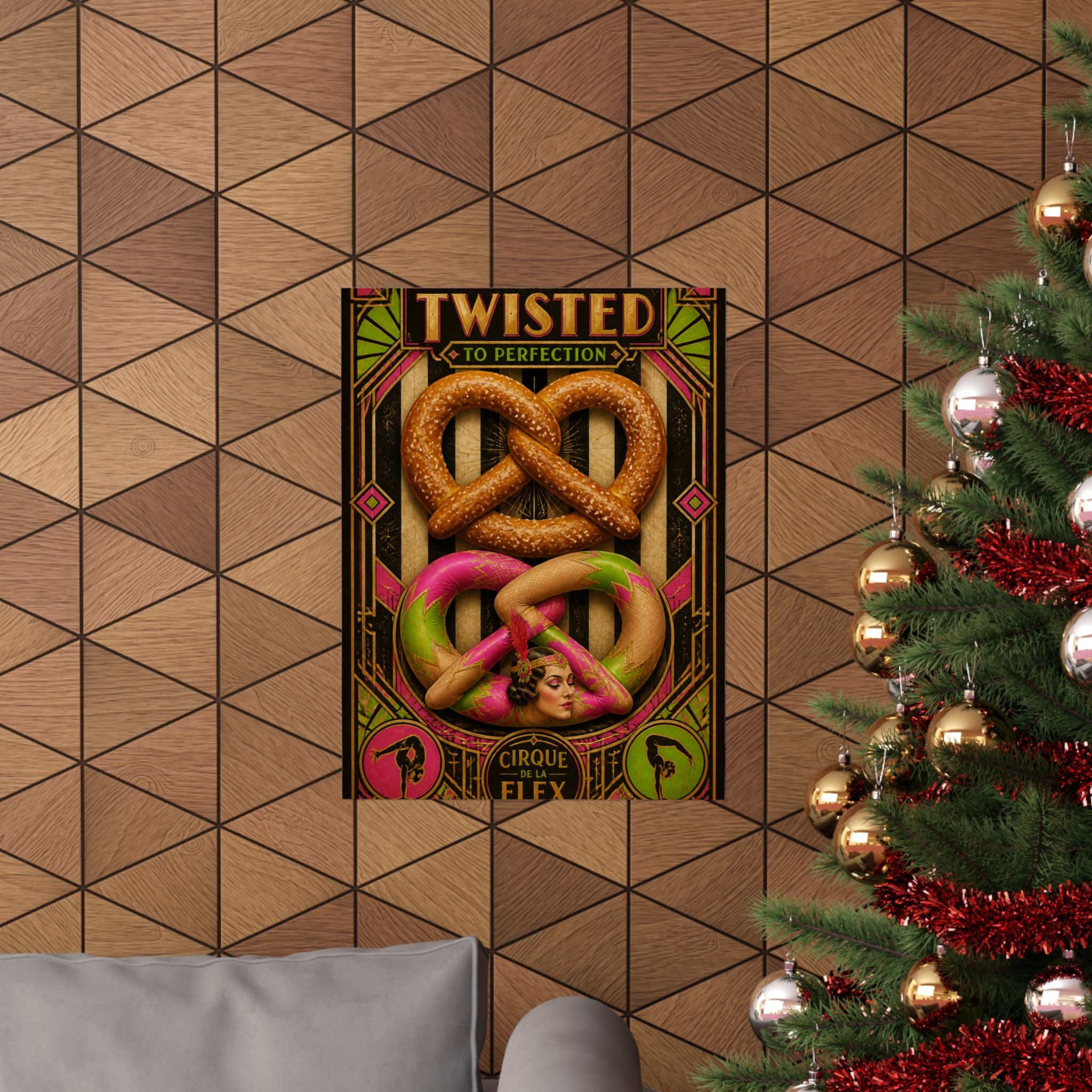 Pretzel Contortionist Wall Art Poster 24×36 Art Deco Bar Area Decor Maximalist Print