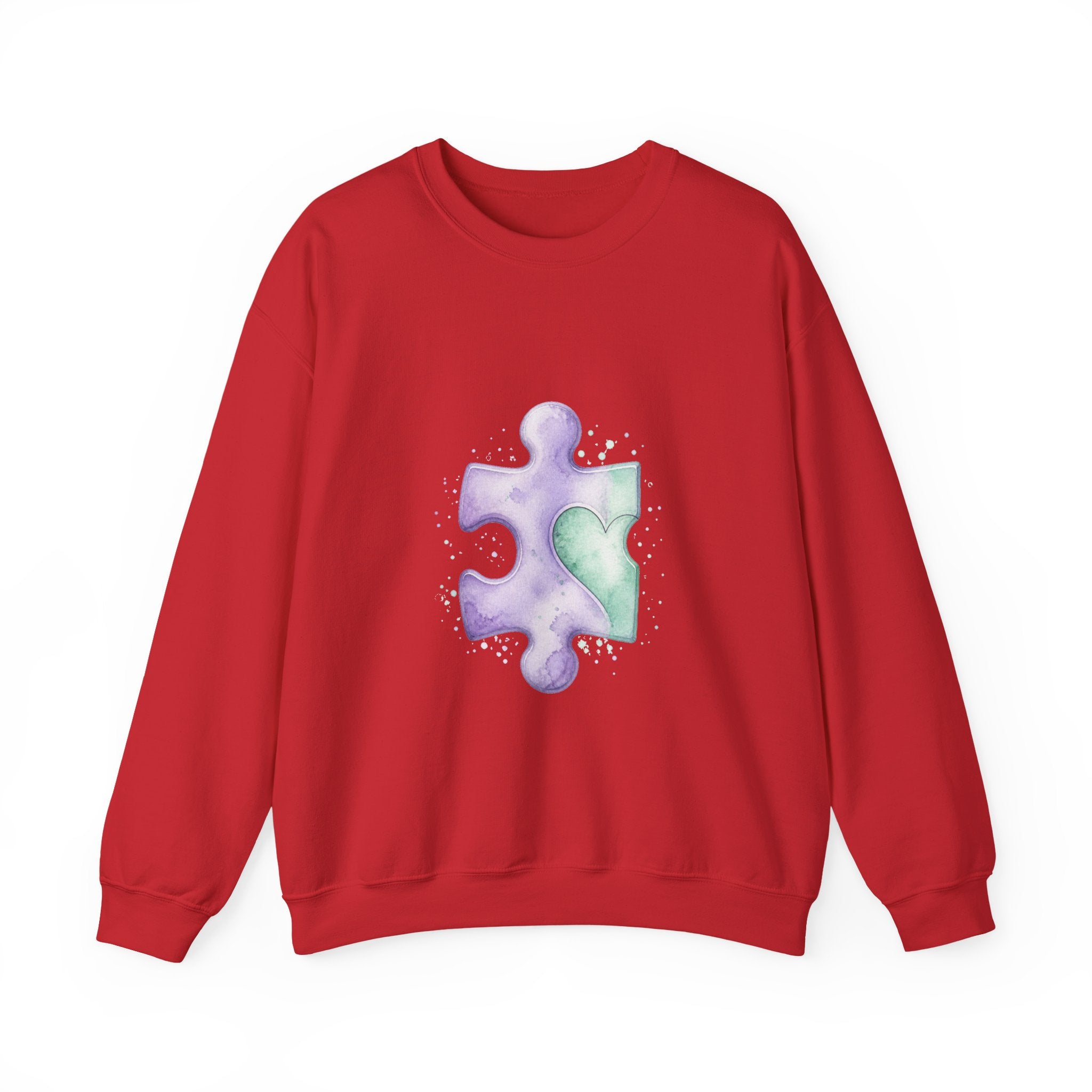 Matching Couple Sweatshirt - Puzzle Pieces Matching Couple Comfort Colors Crew Watercolor Art His Hers Birthday Gift - Design A