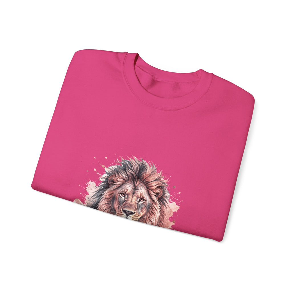Matching Couple Sweatshirt - Lion & Lamb Matching Couple Crewneck Sweatshirt Watercolor Art His Hers Engagement Gift - Design A