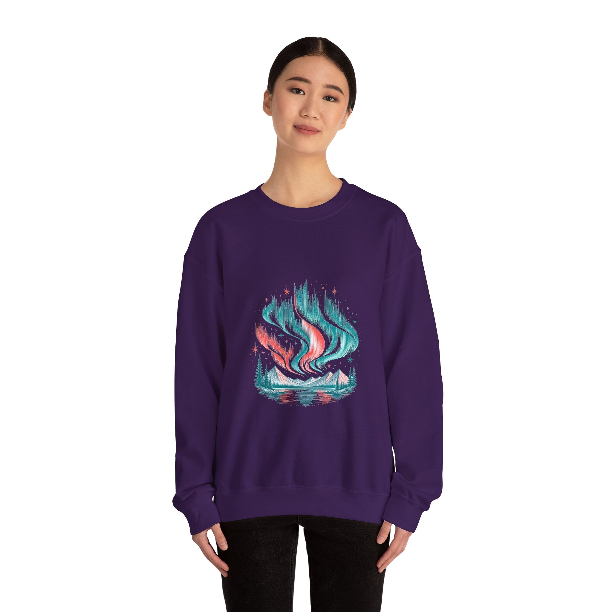 Matching Couple Sweatshirt - Aurora & Southern Cross Matching Couple Comfort Colors Crew Hand-Drawn Art His Hers Anniversary Gift - Design A