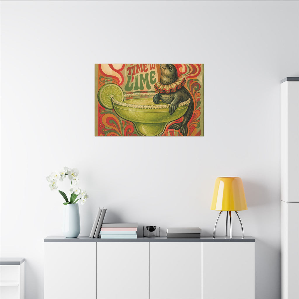 Margarita Balancing Seal Wall Art Canvas 16×20 Psychedelic Cafe Decor Maximalist Print