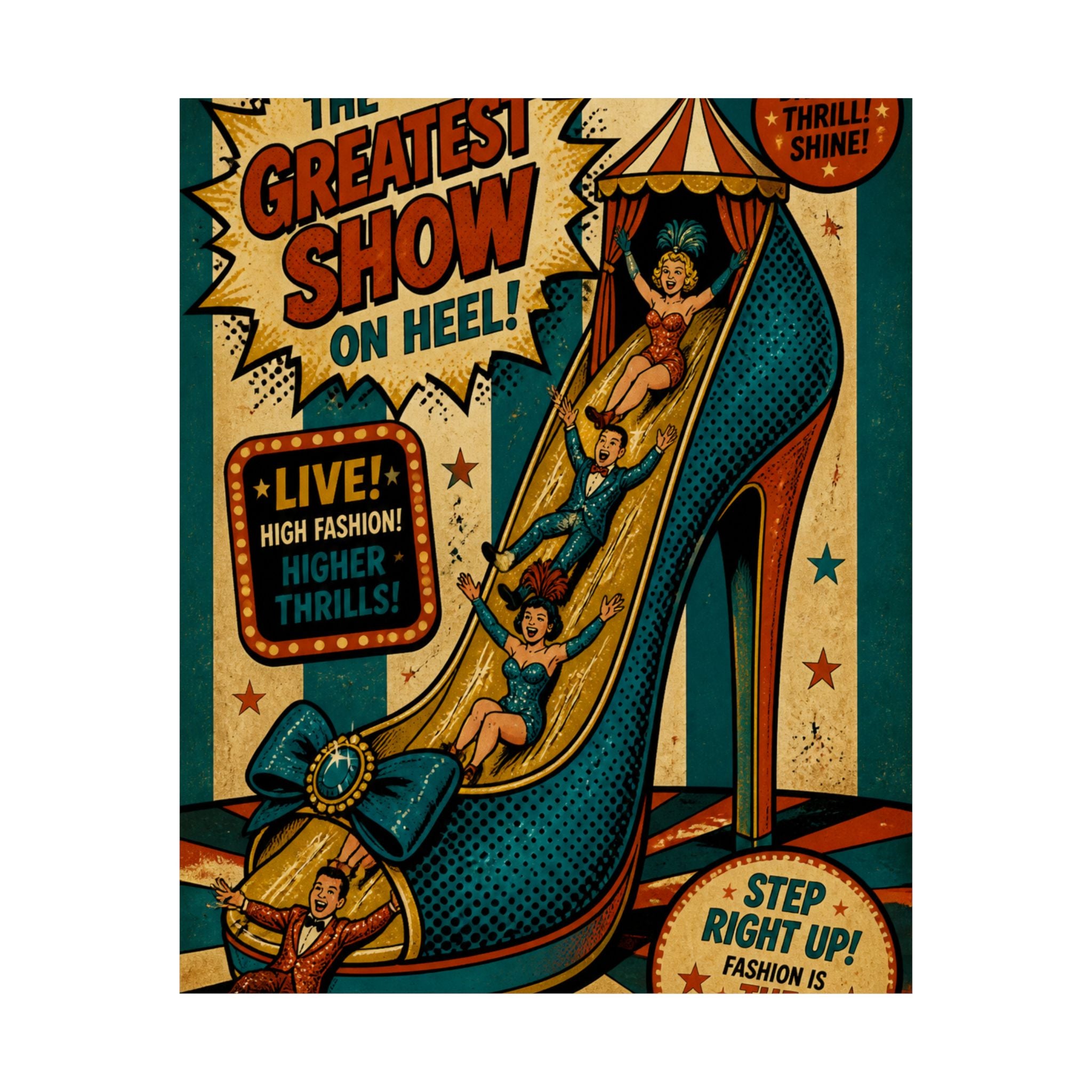 High Heel Slide Wall Art Poster 18×24 Pop Art Living Room Decor Maximalist Print