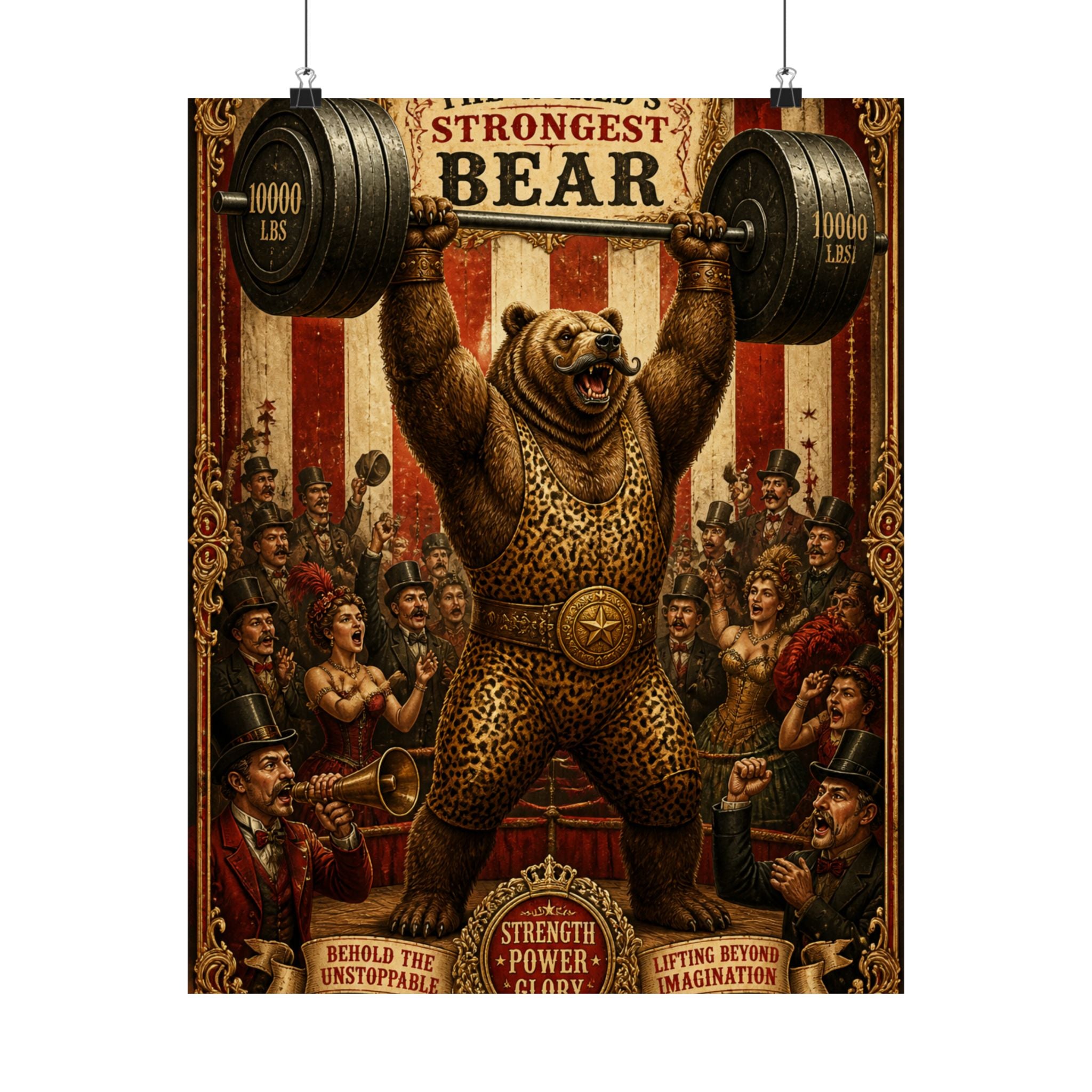 Strongman Bear Wall Art Poster 18×24 Baroque Home Office Decor Maximalist Print