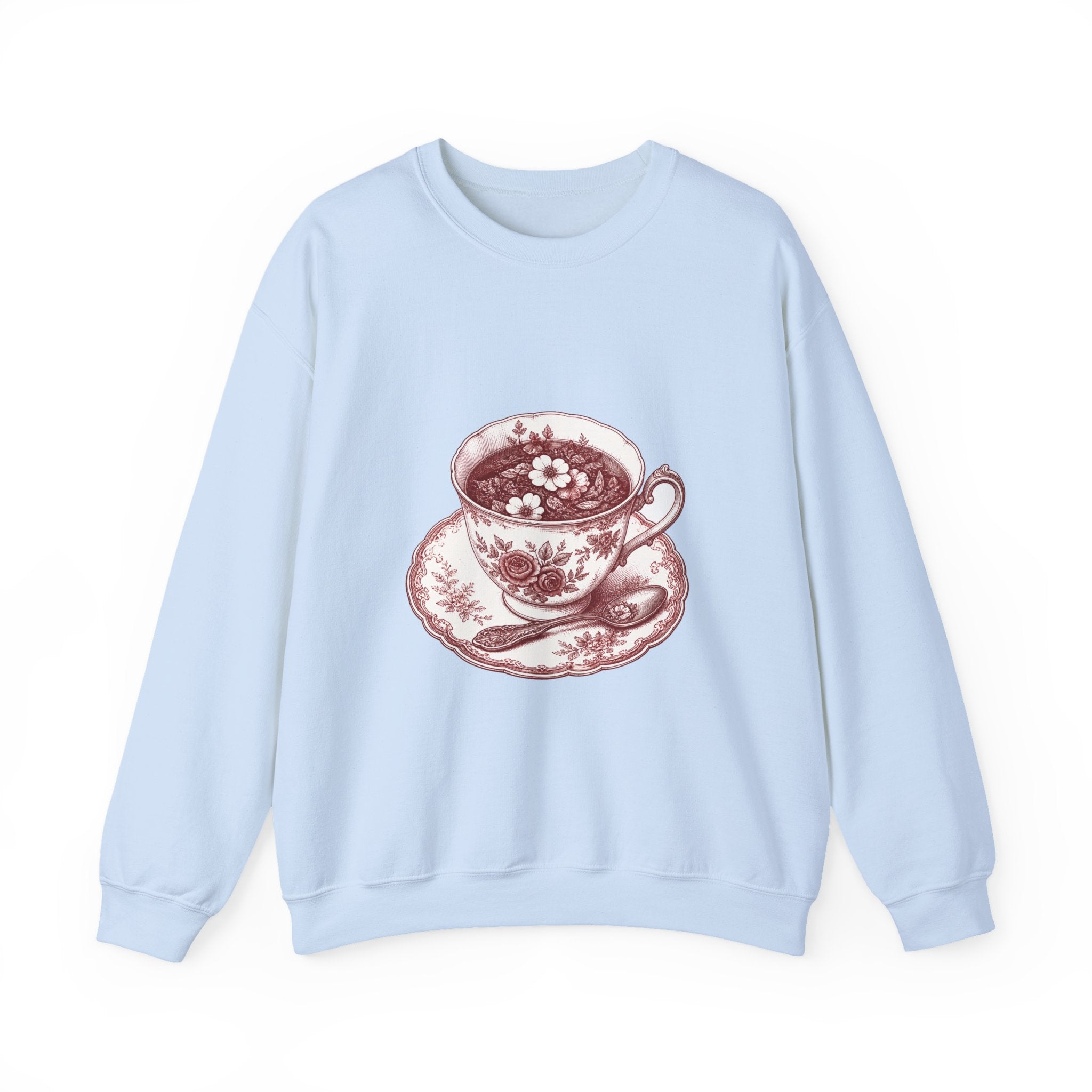 Matching Couple Sweatshirt - Coffee & Tea Matching Couple Comfort Colors Crew Hand-Drawn Art His Hers Anniversary Gift - Design B