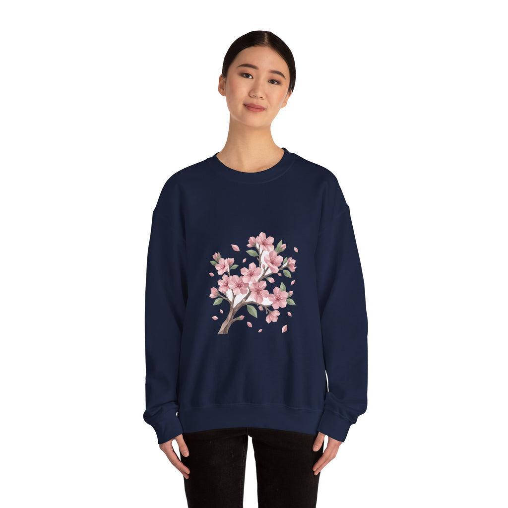 Matching Couple Sweatshirt - Cherry Blossom & Maple Leaf Matching Couple Premium Fleece Sweatshirt Geometric Art His Hers Love Gift - Design A