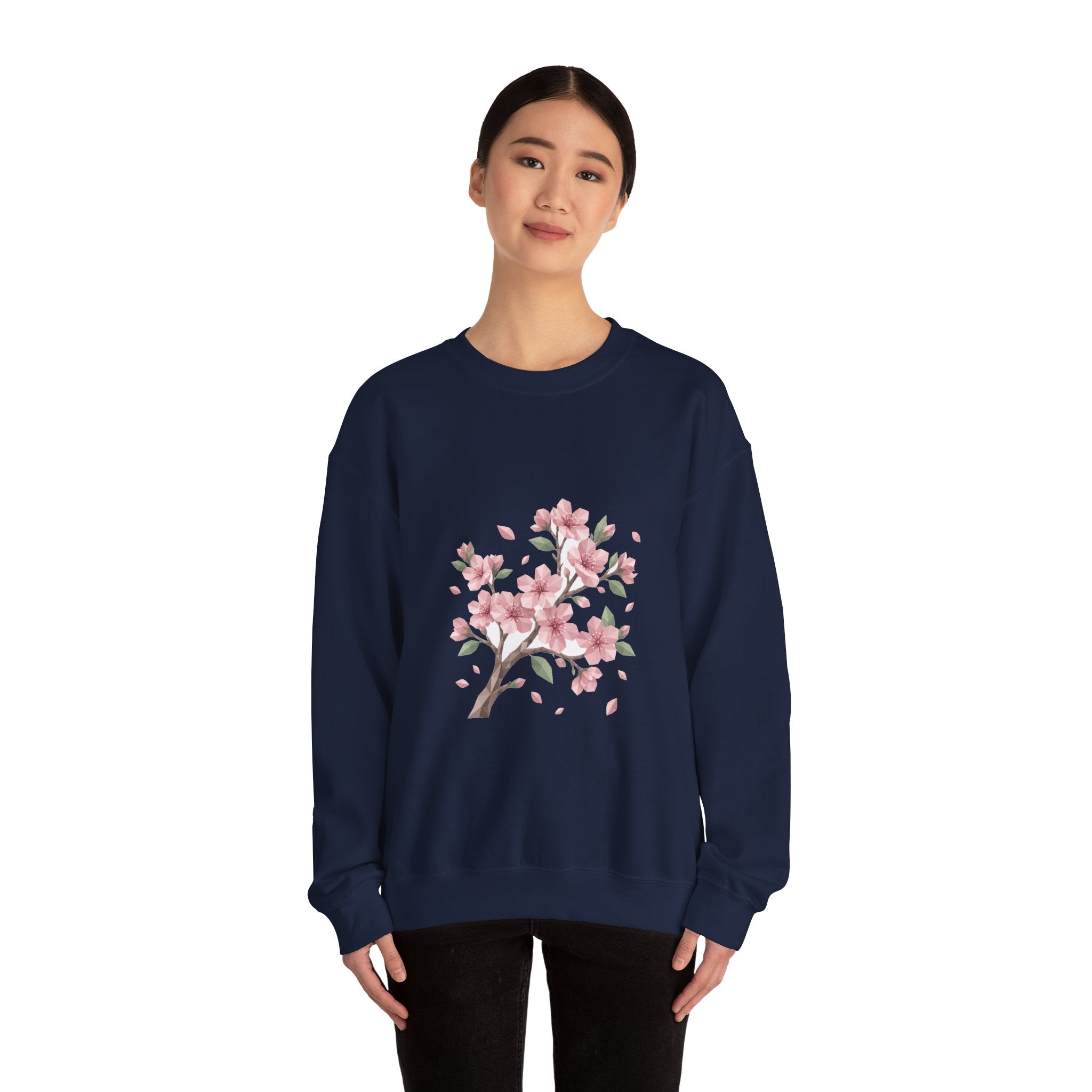 Matching Couple Sweatshirt - Cherry Blossom & Maple Leaf Matching Couple Premium Fleece Sweatshirt Geometric Art His Hers Love Gift - Design A