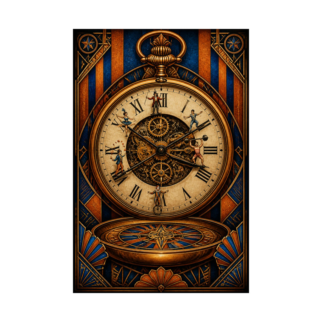 Pocket Watch Performers Wall Art Poster 18×24 Art Deco Entryway Decor Maximalist Print