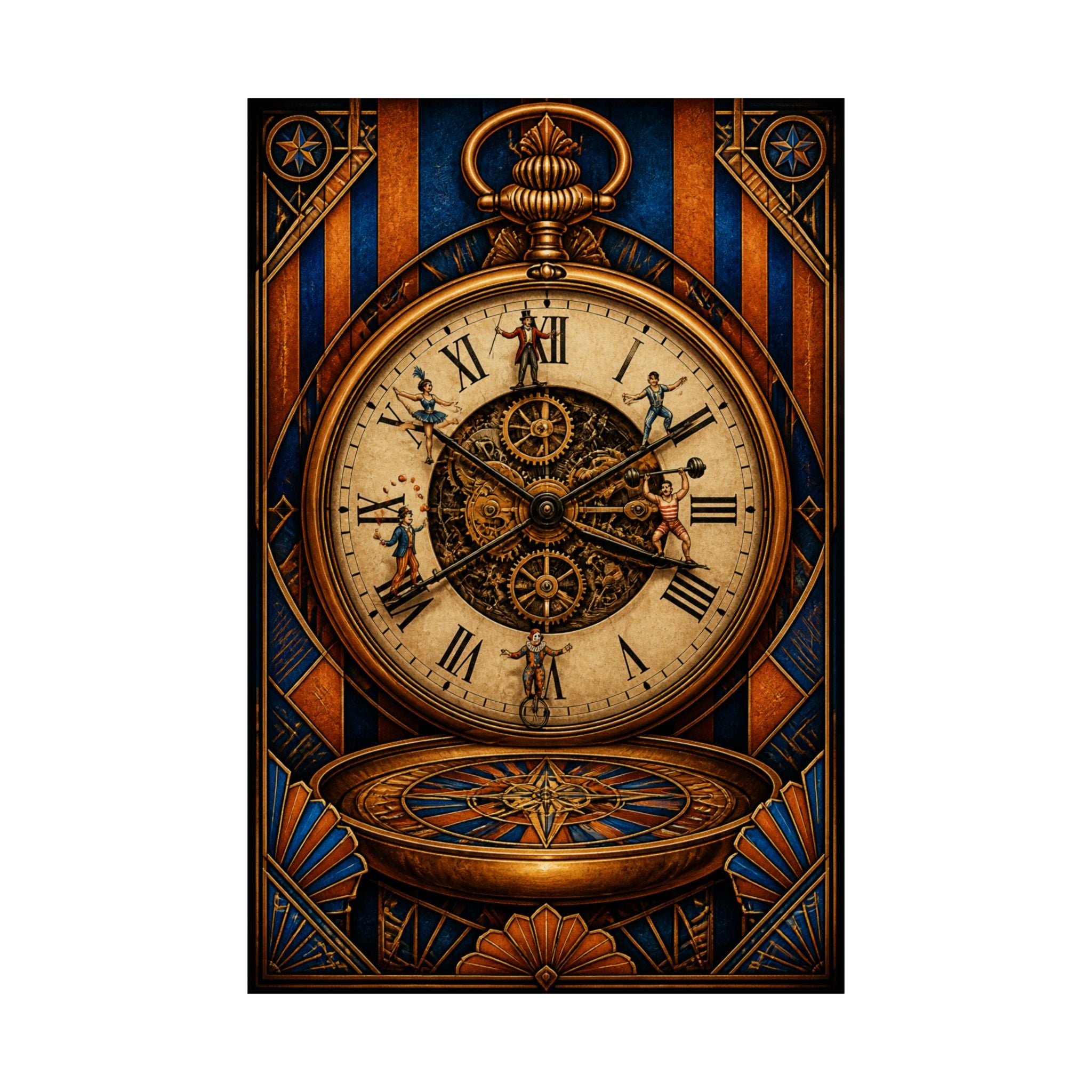 Pocket Watch Performers Wall Art Poster 18×24 Art Deco Entryway Decor Maximalist Print