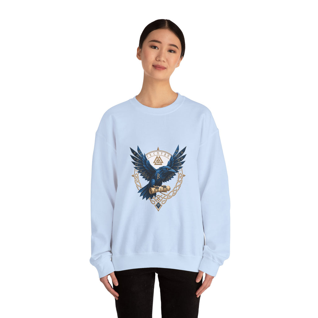 Matching Couple Sweatshirt - Huginn & Muninn Matching Couple Crewneck Sweatshirt Geometric Art His Hers Couple Gift - Design B