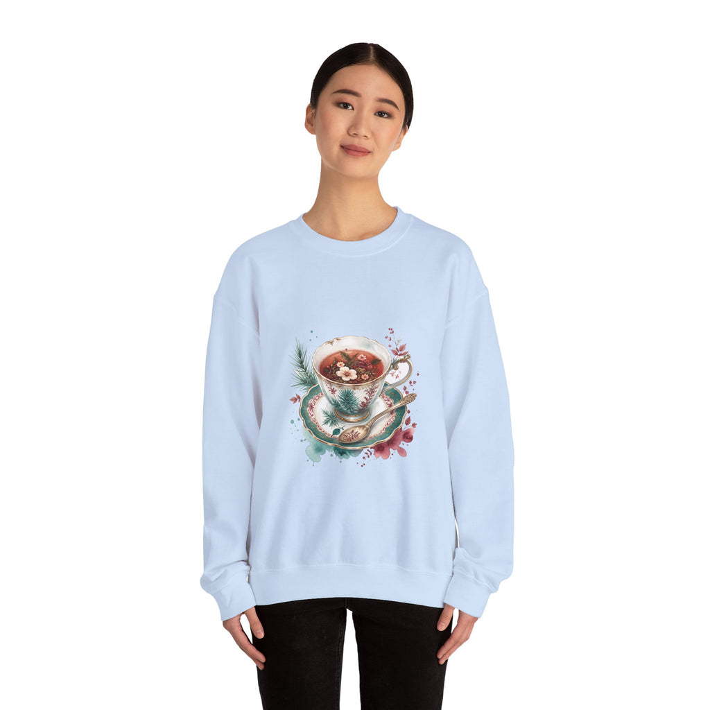 Matching Couple Sweatshirt - Coffee & Tea Matching Couple Comfort Colors Crew Watercolor Art His Hers Birthday Gift - Design B
