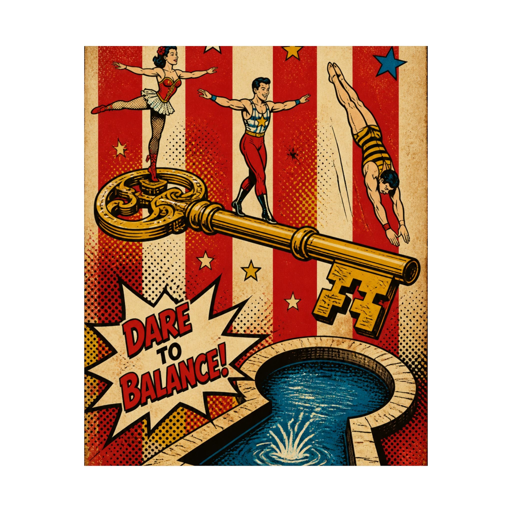 Giant Key Performance Wall Art Poster 24×36 Pop Art Restaurant Decor Maximalist Print