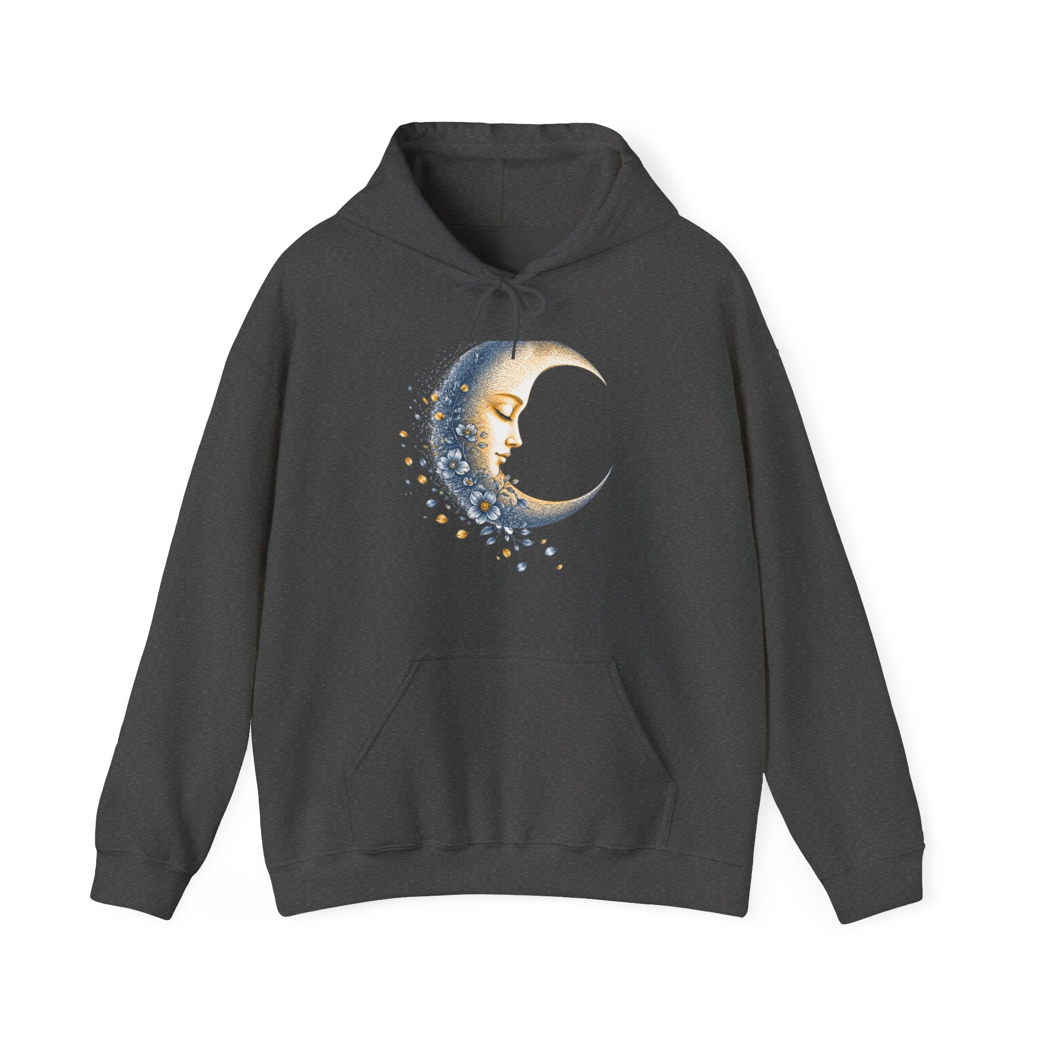 Matching Couple Sweatshirt - Waxing & Waning Moon Matching Couple Hooded Sweatshirt Hand-Drawn Art His Hers Best Friend Gift - Design B