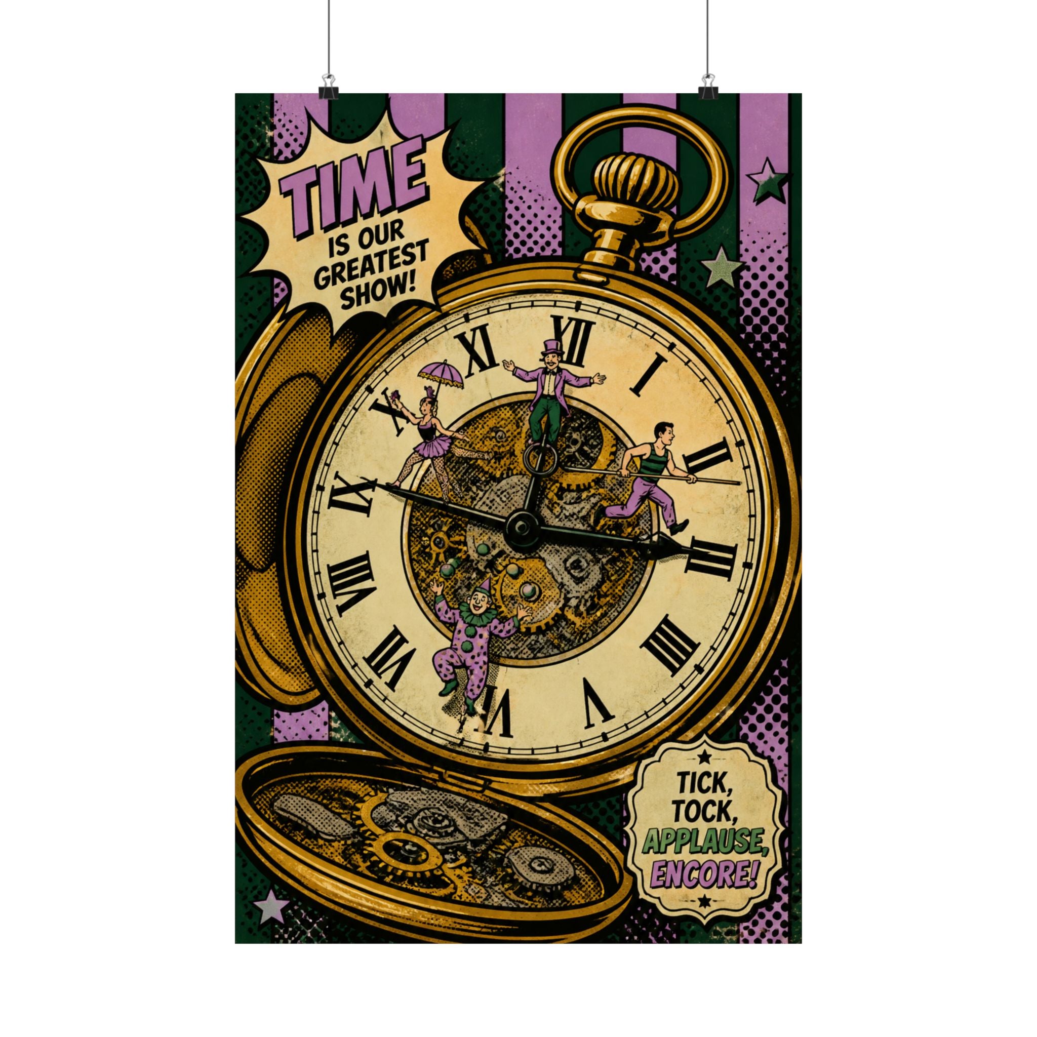 Pocket Watch Performers Wall Art Poster 24×36 Pop Art Restaurant Decor Maximalist Print
