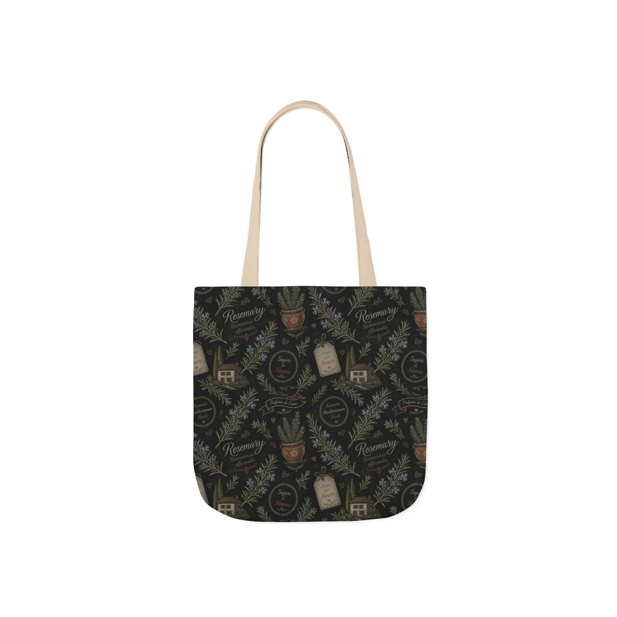 Rosemary Sprigs Canvas Tote Bag Mediterranean Kitchen Chalk Art Design Italian Cottagecore Gift