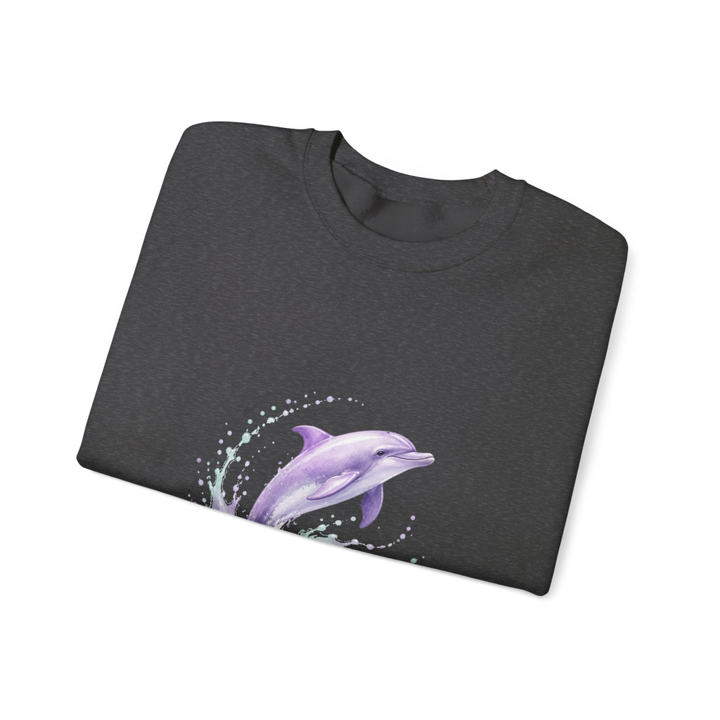 Matching Couple Sweatshirt - Shark & Dolphin Matching Couple Premium Fleece Sweatshirt Watercolor Art His Hers Birthday Gift - Design B
