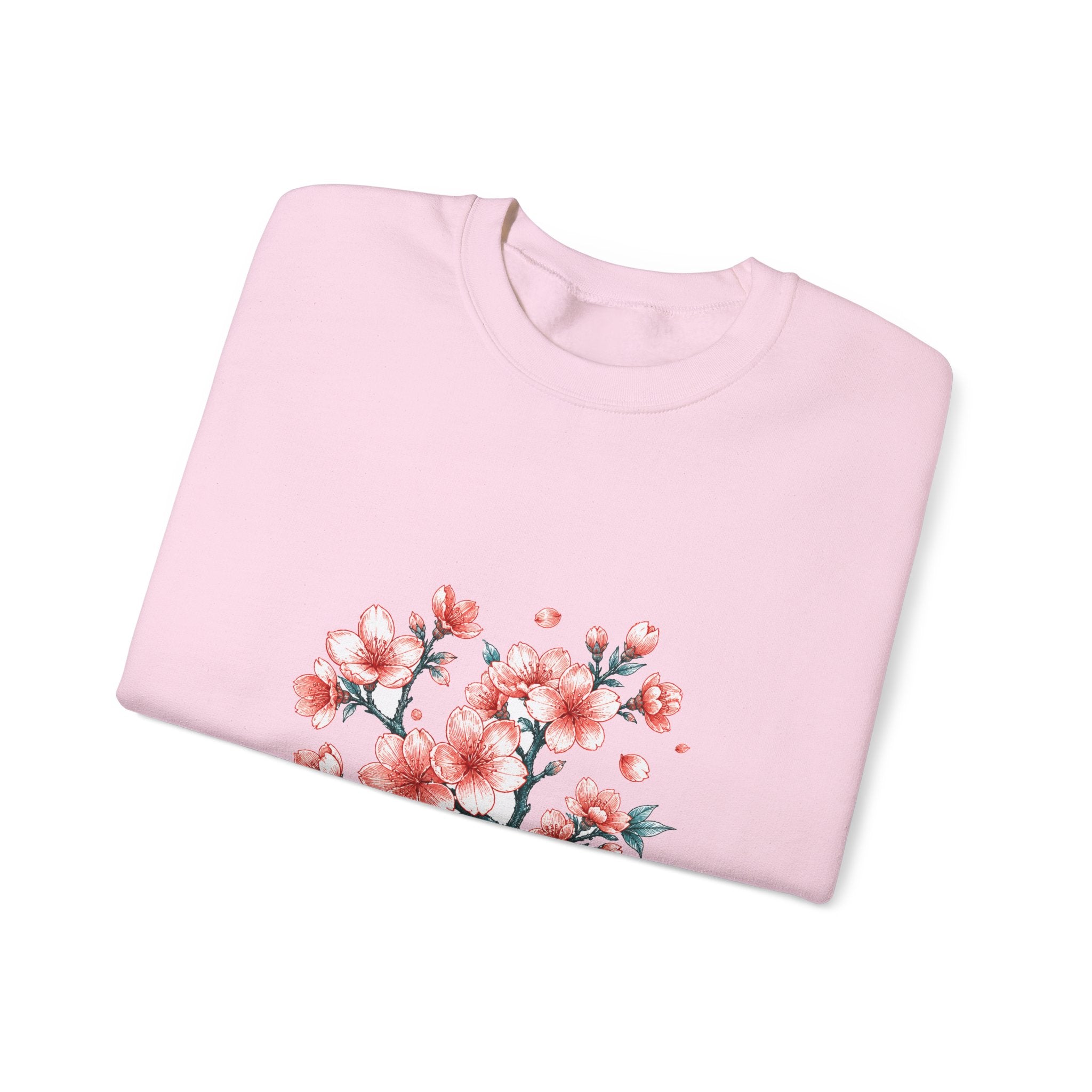 Matching Couple Sweatshirt - Cherry Blossom & Maple Leaf Matching Couple Premium Fleece Sweatshirt Hand-Drawn Art His Hers Anniversary Gift - Design A