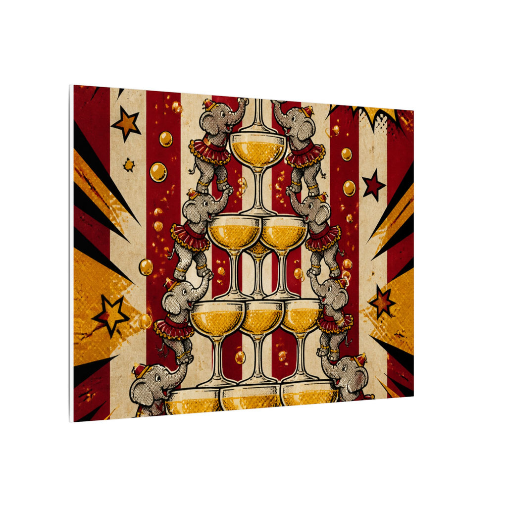 Champagne Tower Elephants Wall Art Canvas 24×36 Pop Art Restaurant Decor Maximalist Print