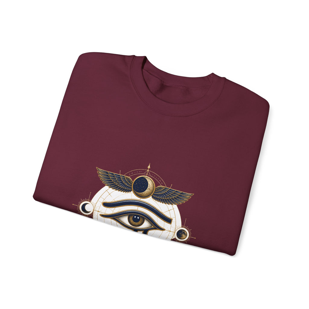 Matching Couple Sweatshirt - Eye of Ra & Horus Matching Couple Crewneck Sweatshirt Vintage Art His Hers Wedding Gift - Design B