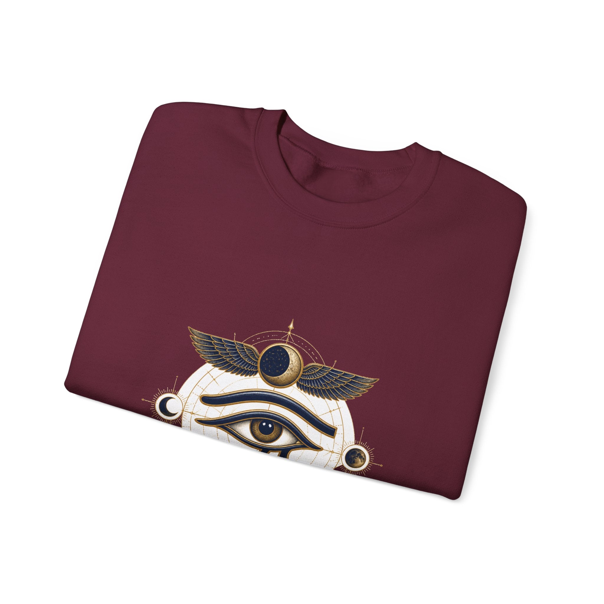 Matching Couple Sweatshirt - Eye of Ra & Horus Matching Couple Crewneck Sweatshirt Vintage Art His Hers Wedding Gift - Design B