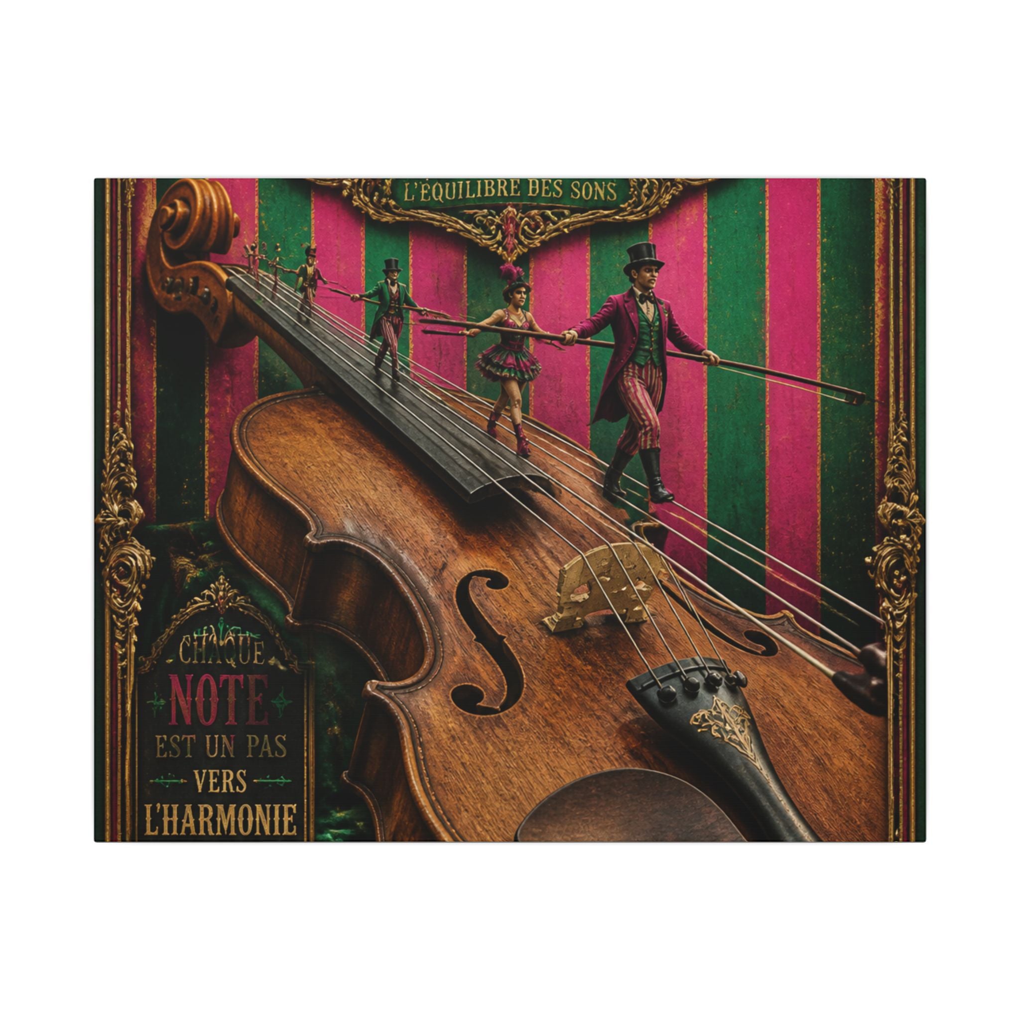 Violin Tightrope Bridge Wall Art Canvas 16×20 Baroque Home Office Decor Maximalist Print