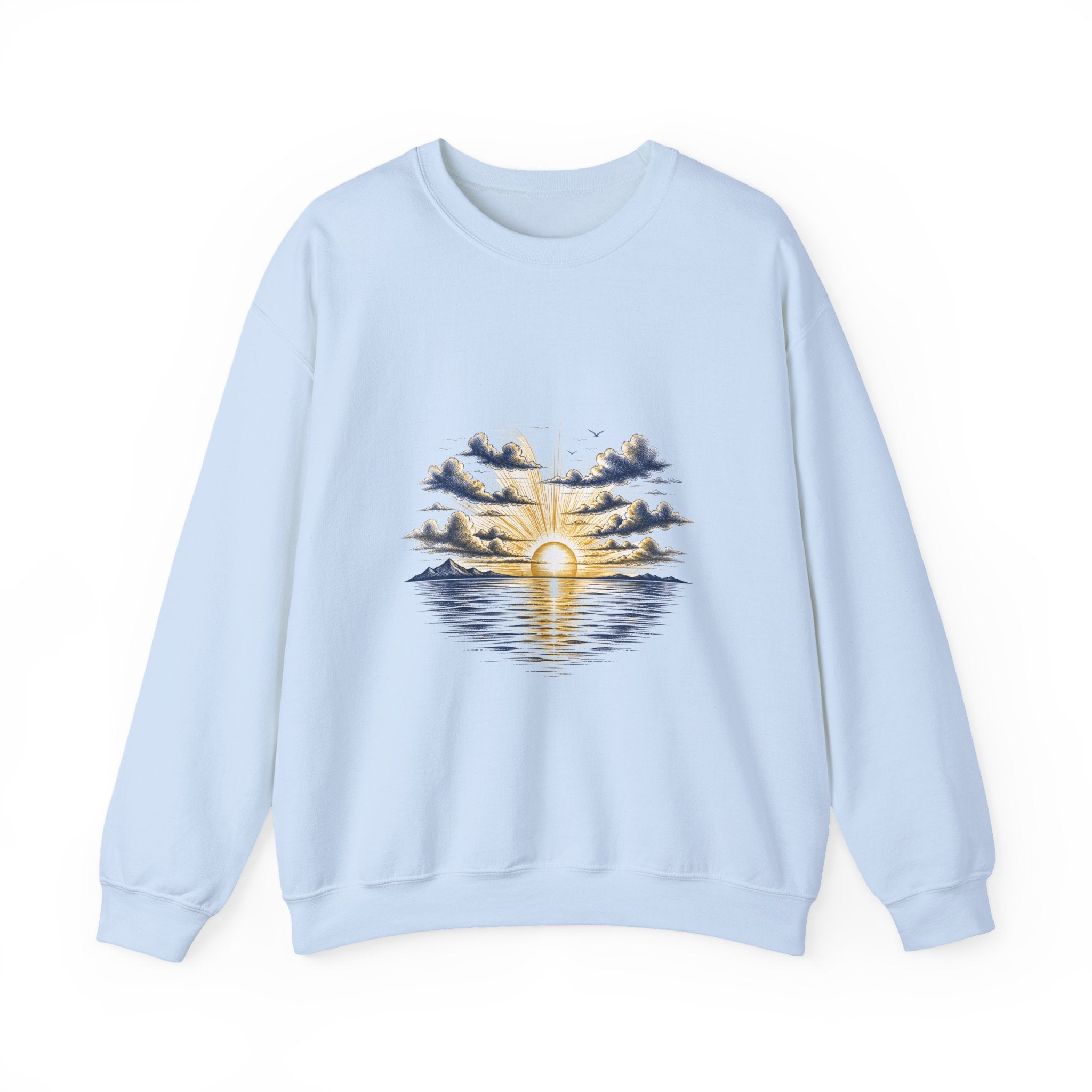 Matching Couple Sweatshirt - Sunrise & Sunset Matching Couple Premium Fleece Sweatshirt Hand-Drawn Art His Hers Anniversary Gift - Design A