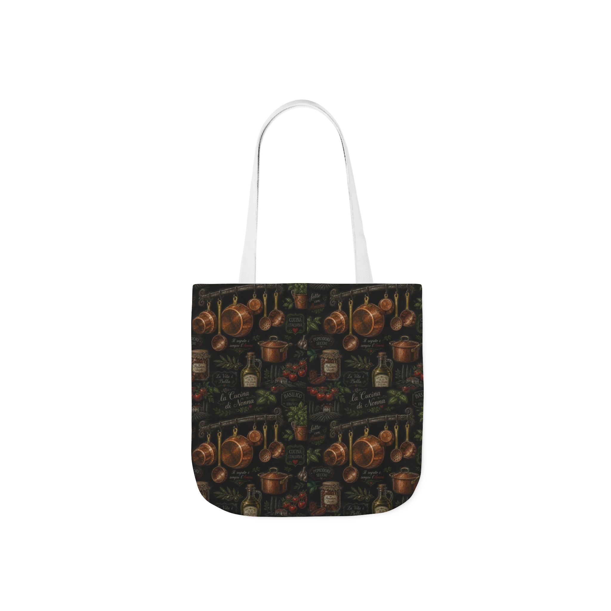 Copper Cookware Canvas Tote Bag Mediterranean Kitchen Chalk Art Design Italian Cottagecore Gift