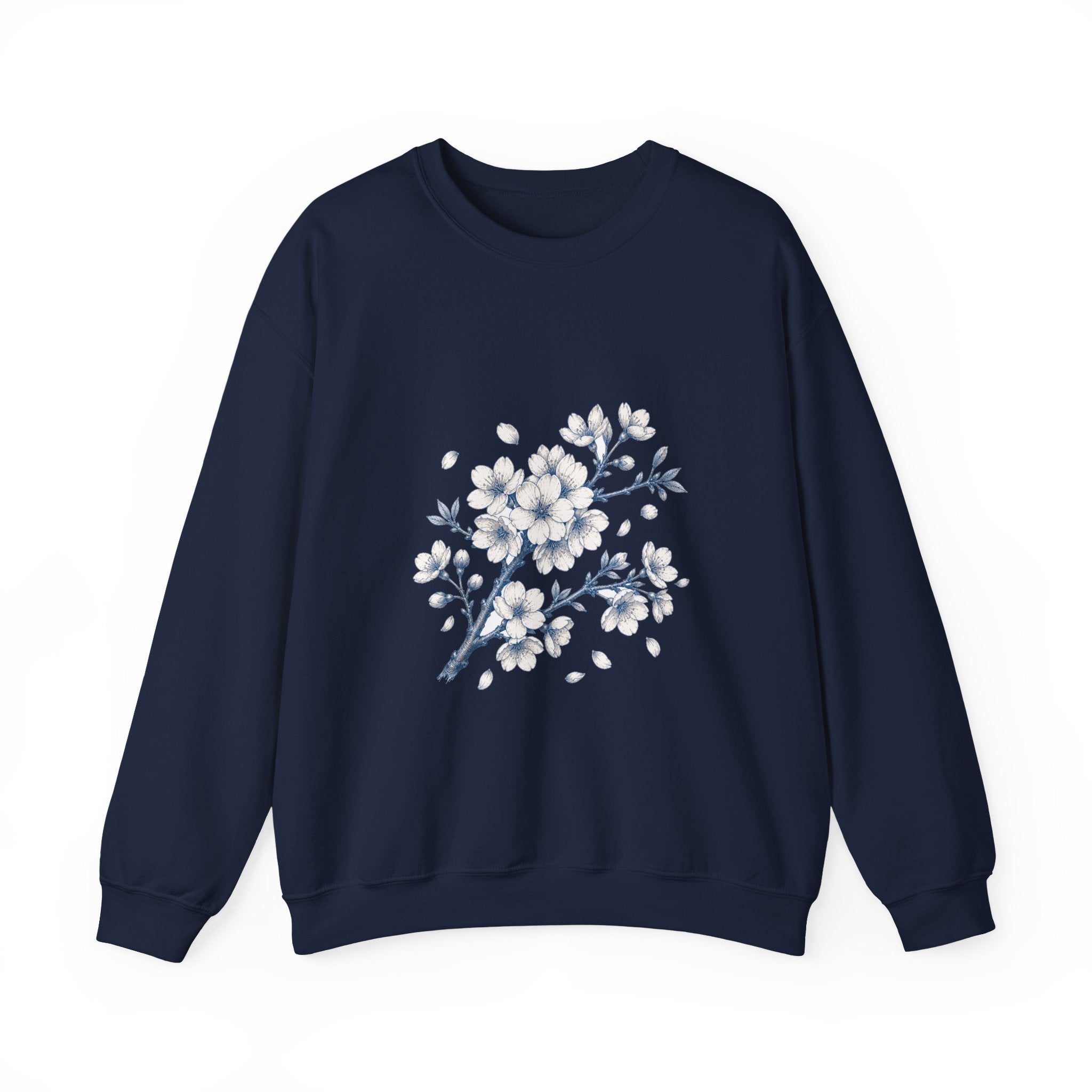 Matching Couple Sweatshirt - Cherry Blossom & Maple Leaf Matching Couple Crewneck Sweatshirt Hand-Drawn Art His Hers Best Friend Gift - Design A