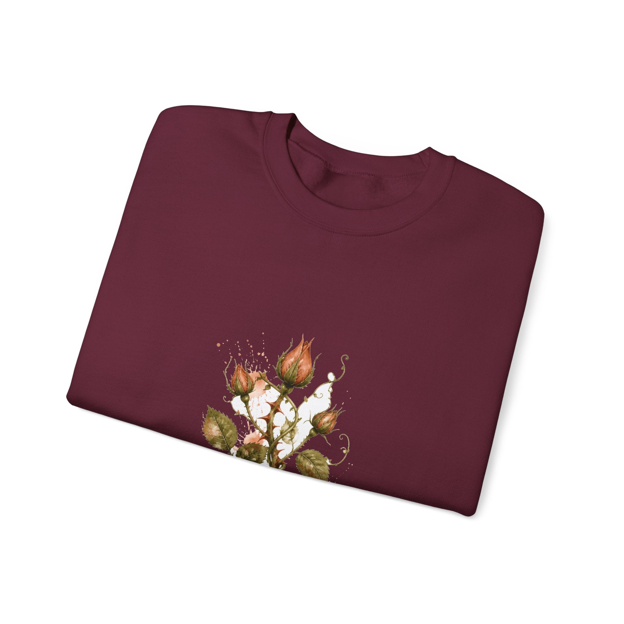 Matching Couple Sweatshirt - Rose & Thorn Matching Couple Premium Fleece Sweatshirt Watercolor Art His Hers Birthday Gift - Design B