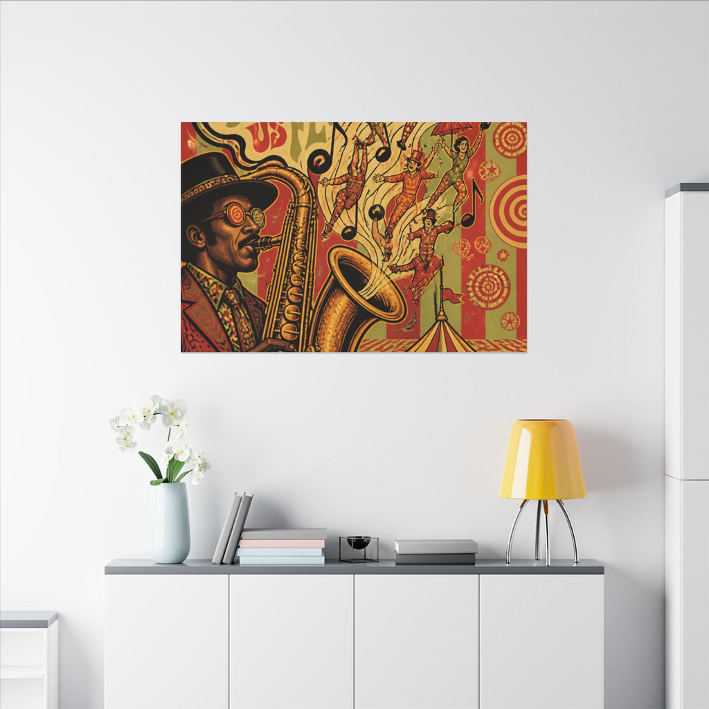 Saxophone Music Circus Wall Art Canvas 24×36 Psychedelic Dining Room Decor Maximalist Print