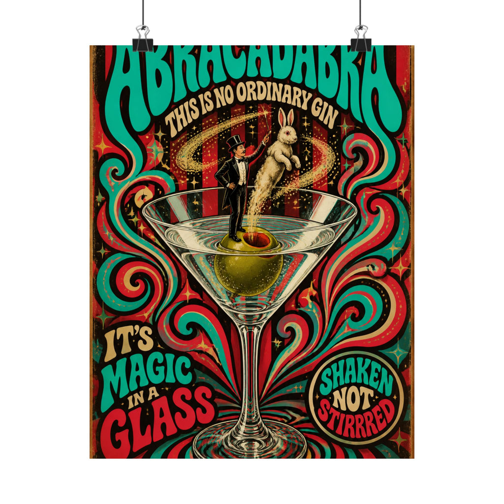 Martini Magician Wall Art Poster 24×36 Psychedelic Dining Room Decor Maximalist Print