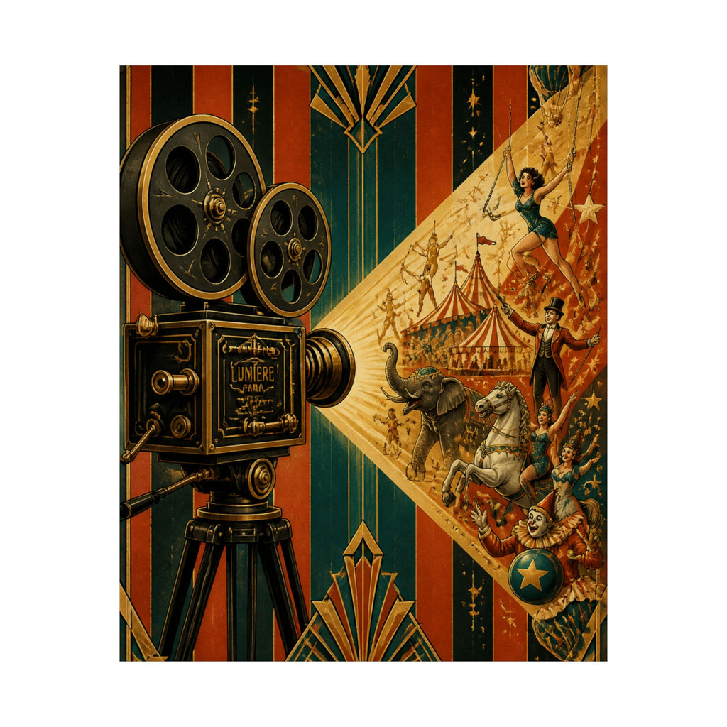 Film Camera Projector Show Wall Art Poster 24×36 Art Deco Bar Area Decor Maximalist Print