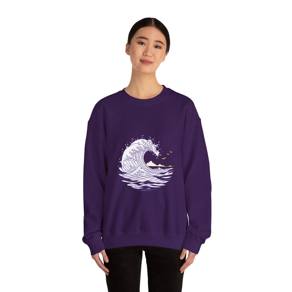 Matching Couple Sweatshirt - Mountain & Ocean Matching Couple Premium Fleece Sweatshirt Minimalist Art His Hers Christmas Gift - Design B