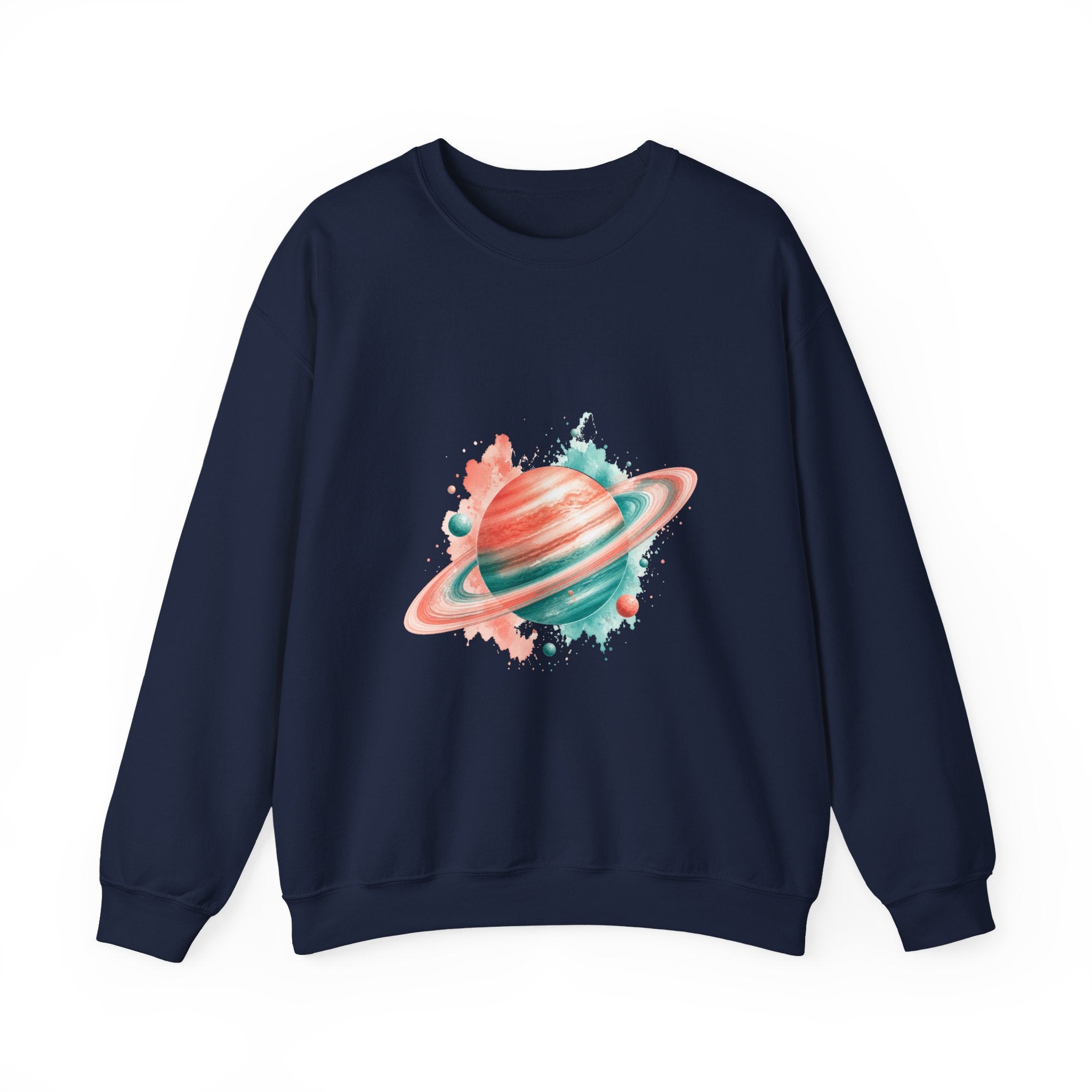 Matching Couple Sweatshirt - Saturn & Jupiter Matching Couple Premium Fleece Sweatshirt Watercolor Art His Hers Birthday Gift - Design A