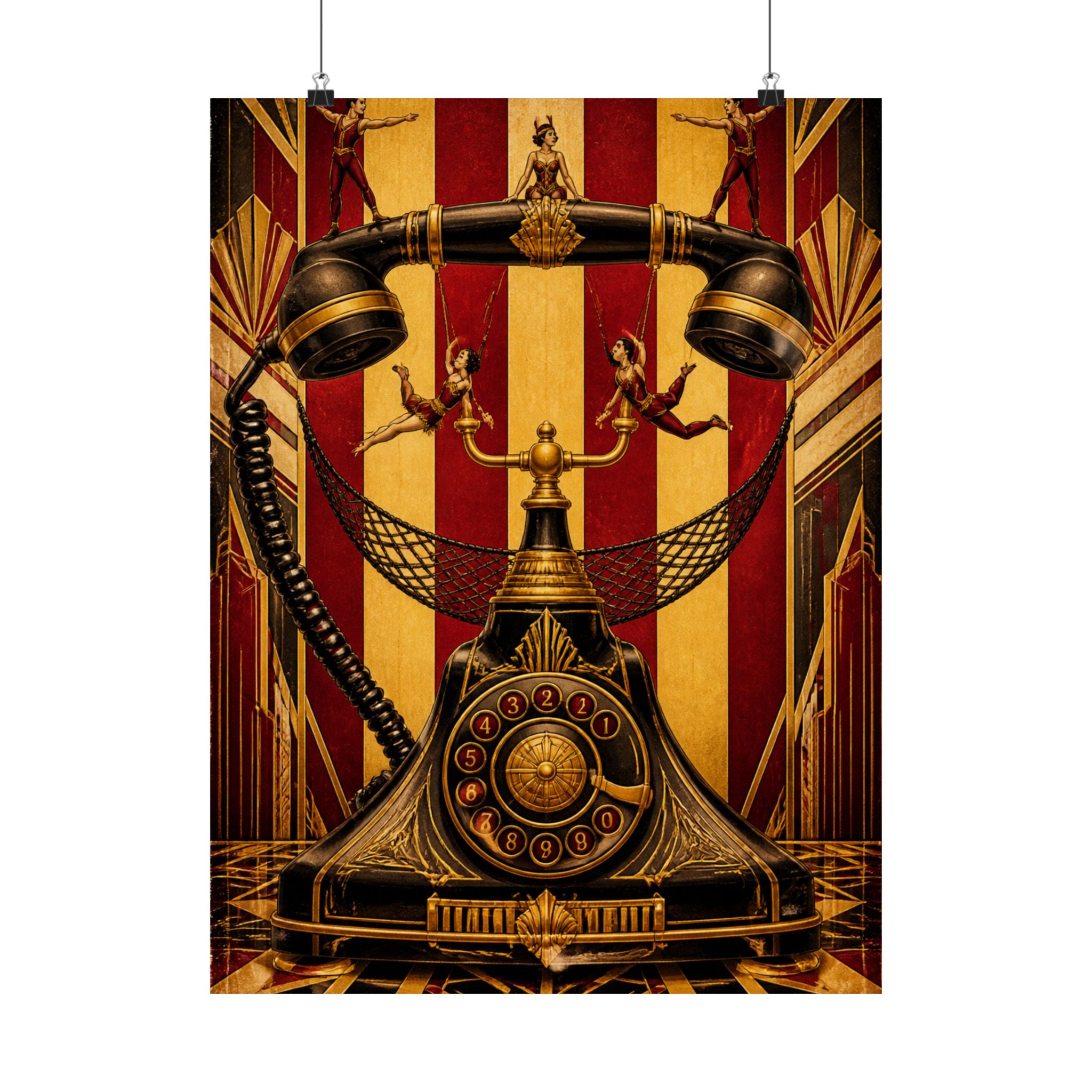 Vintage Telephone Booth Wall Art Poster 18×24 Art Deco Entryway Decor Maximalist Print