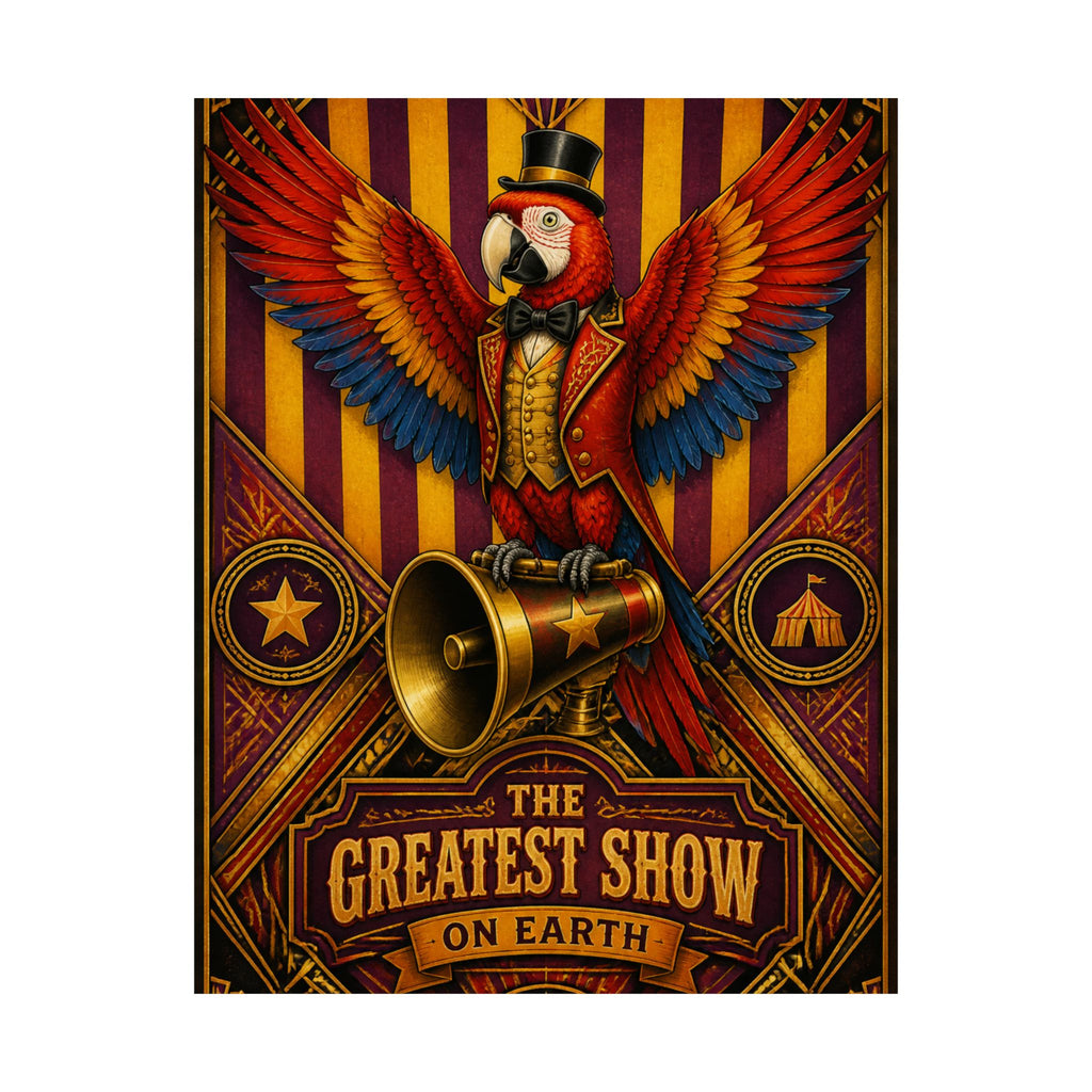 Parrot Ringmaster Wall Art Poster 24×36 Art Deco Bar Area Decor Maximalist Print