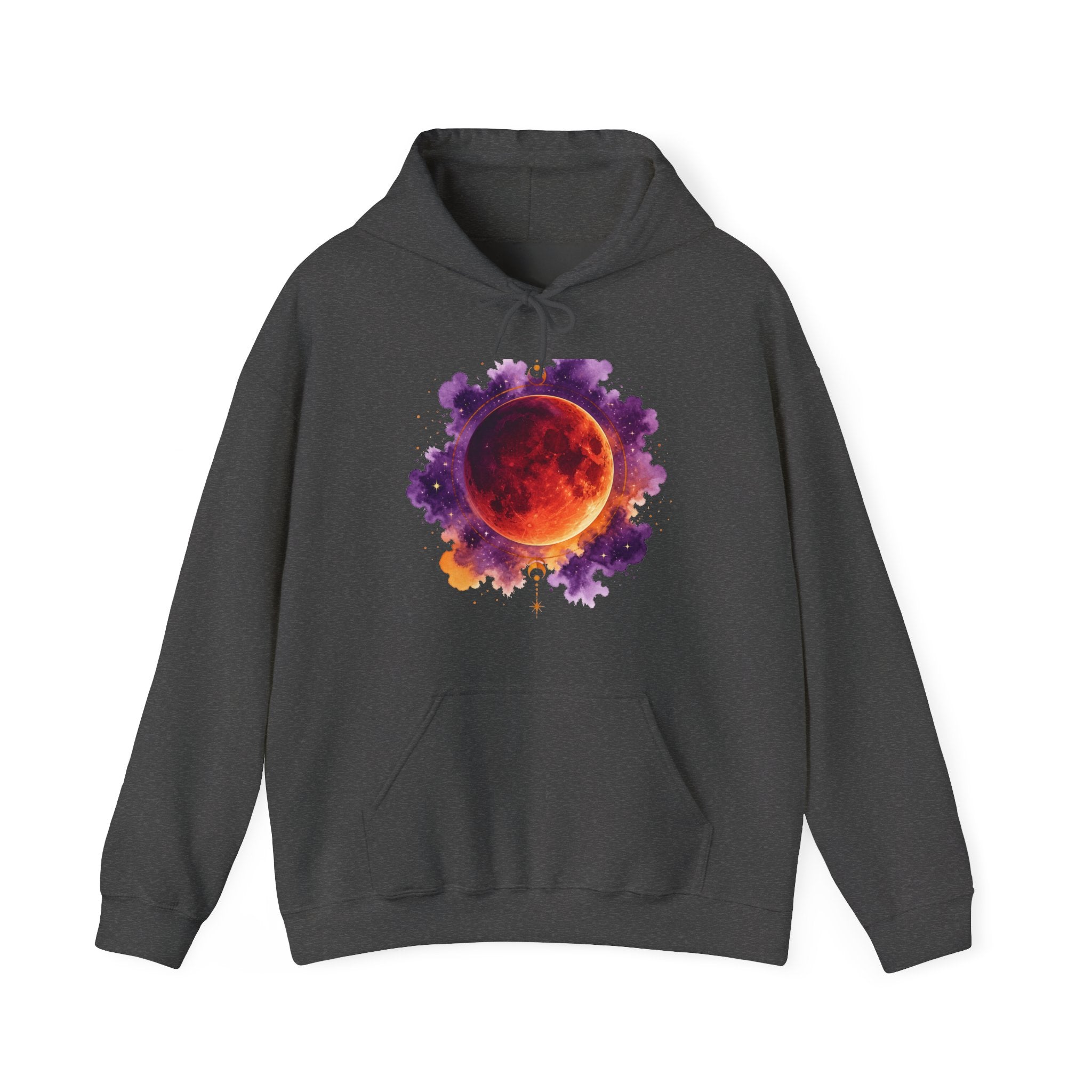 Matching Couple Sweatshirt - Solar & Lunar Eclipse Matching Couple Hooded Sweatshirt Watercolor Art His Hers Engagement Gift - Design B