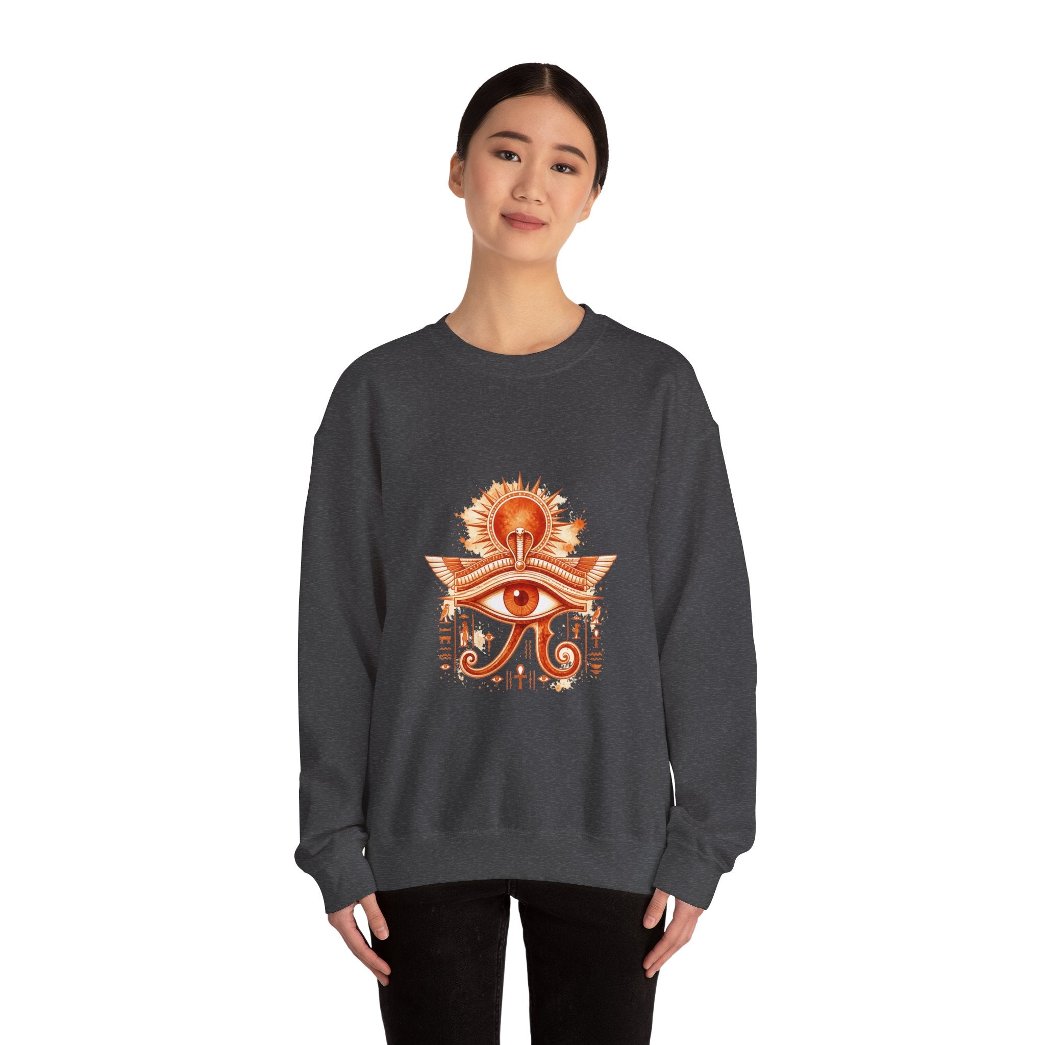 Matching Couple Sweatshirt - Eye of Ra & Horus Matching Couple Premium Fleece Sweatshirt Watercolor Art His Hers Birthday Gift - Design A