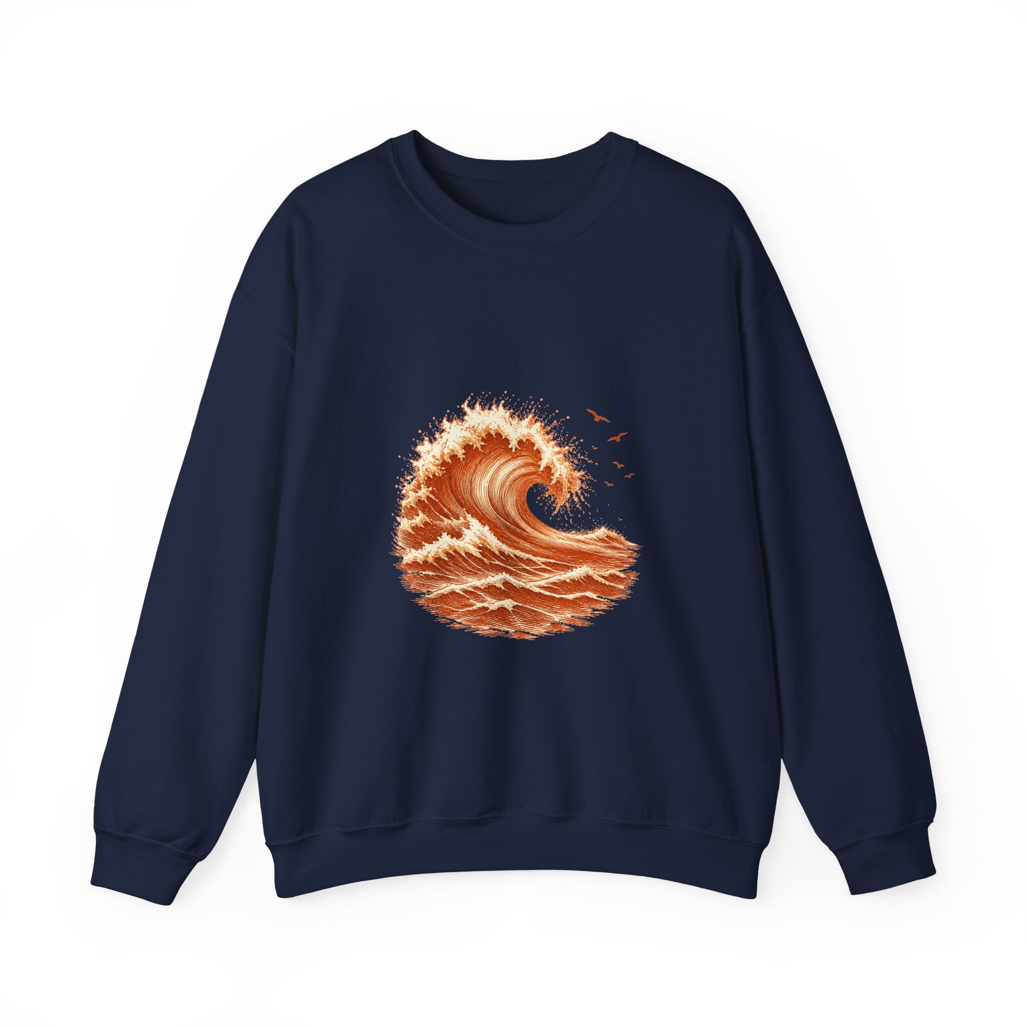 Matching Couple Sweatshirt - Mountain & Ocean Matching Couple Premium Fleece Sweatshirt Hand-Drawn Art His Hers Anniversary Gift - Design B