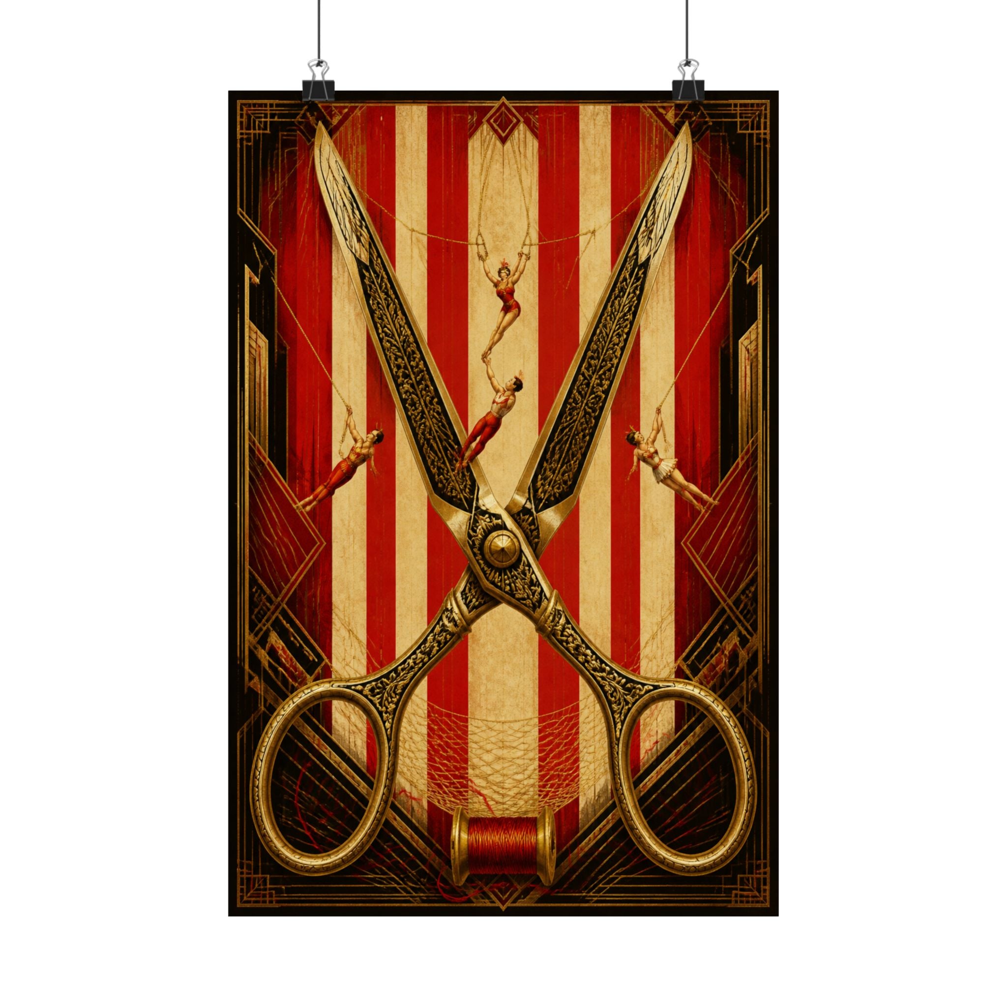 Giant Scissors Trapeze Wall Art Poster 18×24 Art Deco Entryway Decor Maximalist Print