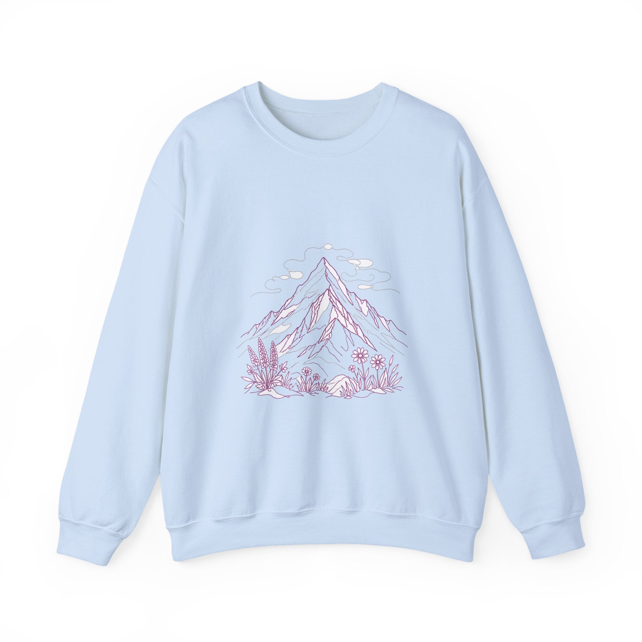 Matching Couple Sweatshirt - Mountain & Ocean Matching Couple Crewneck Sweatshirt Minimalist Art His Hers Valentine Gift - Design A