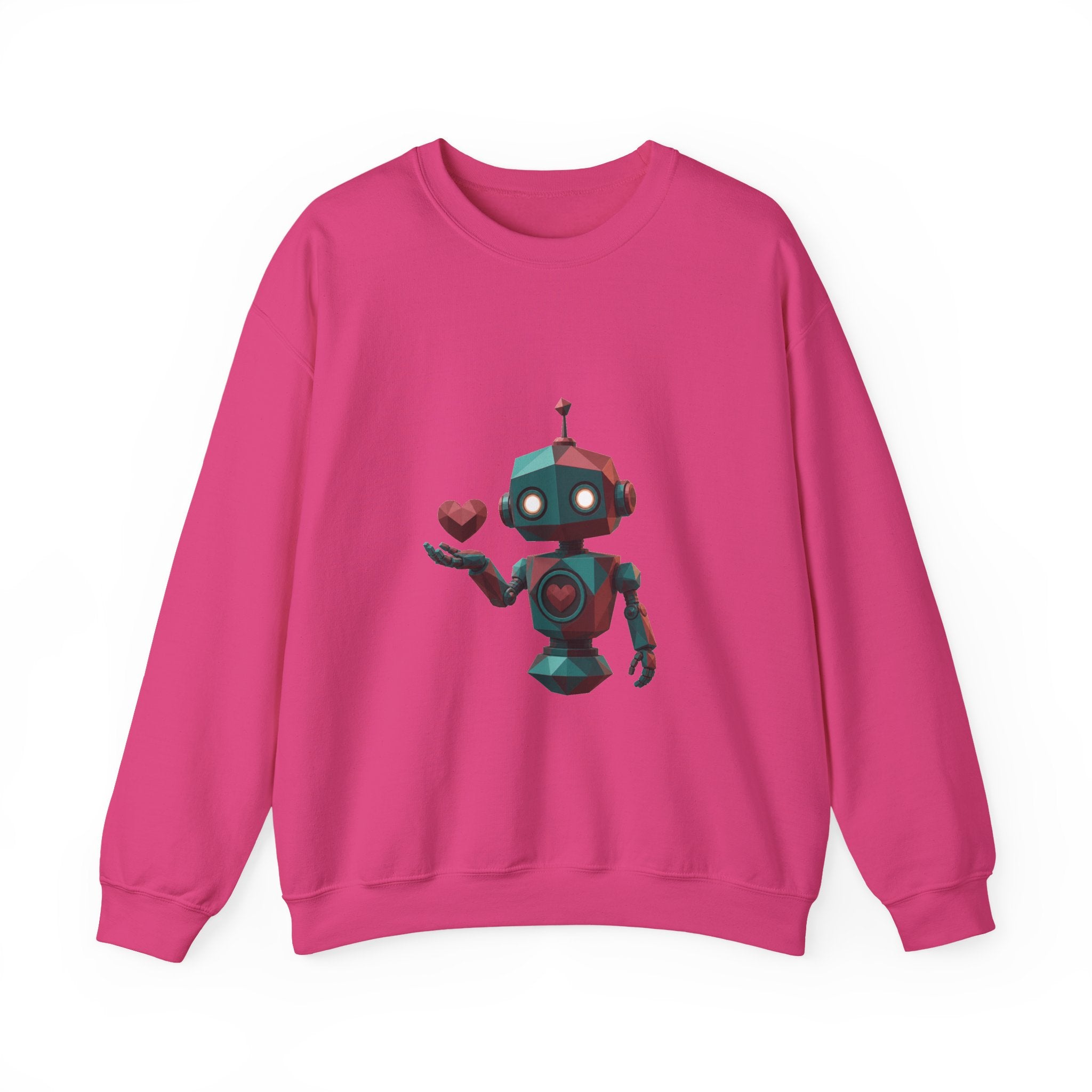 Matching Couple Sweatshirt - Robot & Heart Matching Couple Comfort Colors Crew Geometric Art His Hers Love Gift - Design A