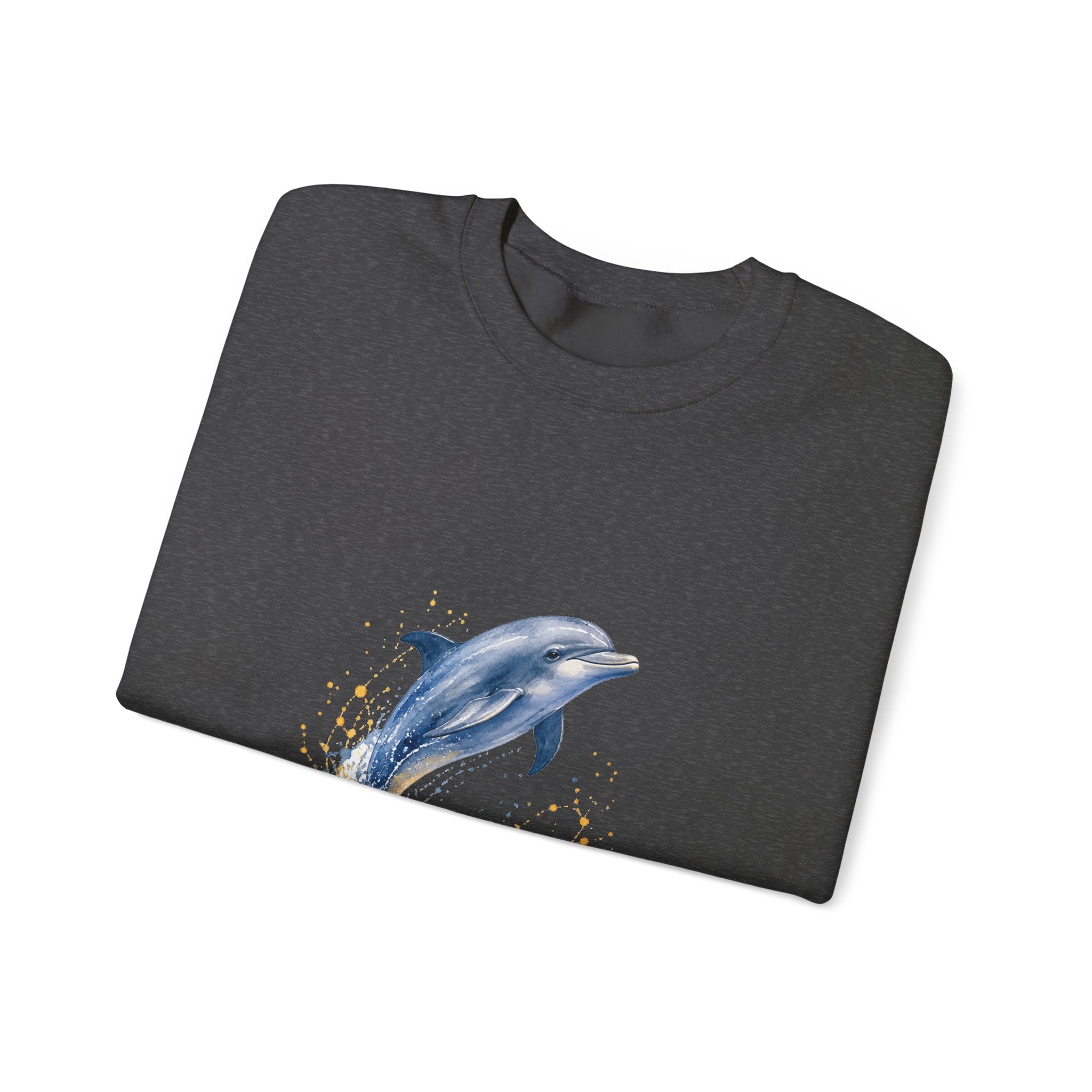 Matching Couple Sweatshirt - Shark & Dolphin Matching Couple Crewneck Sweatshirt Watercolor Art His Hers Engagement Gift - Design B