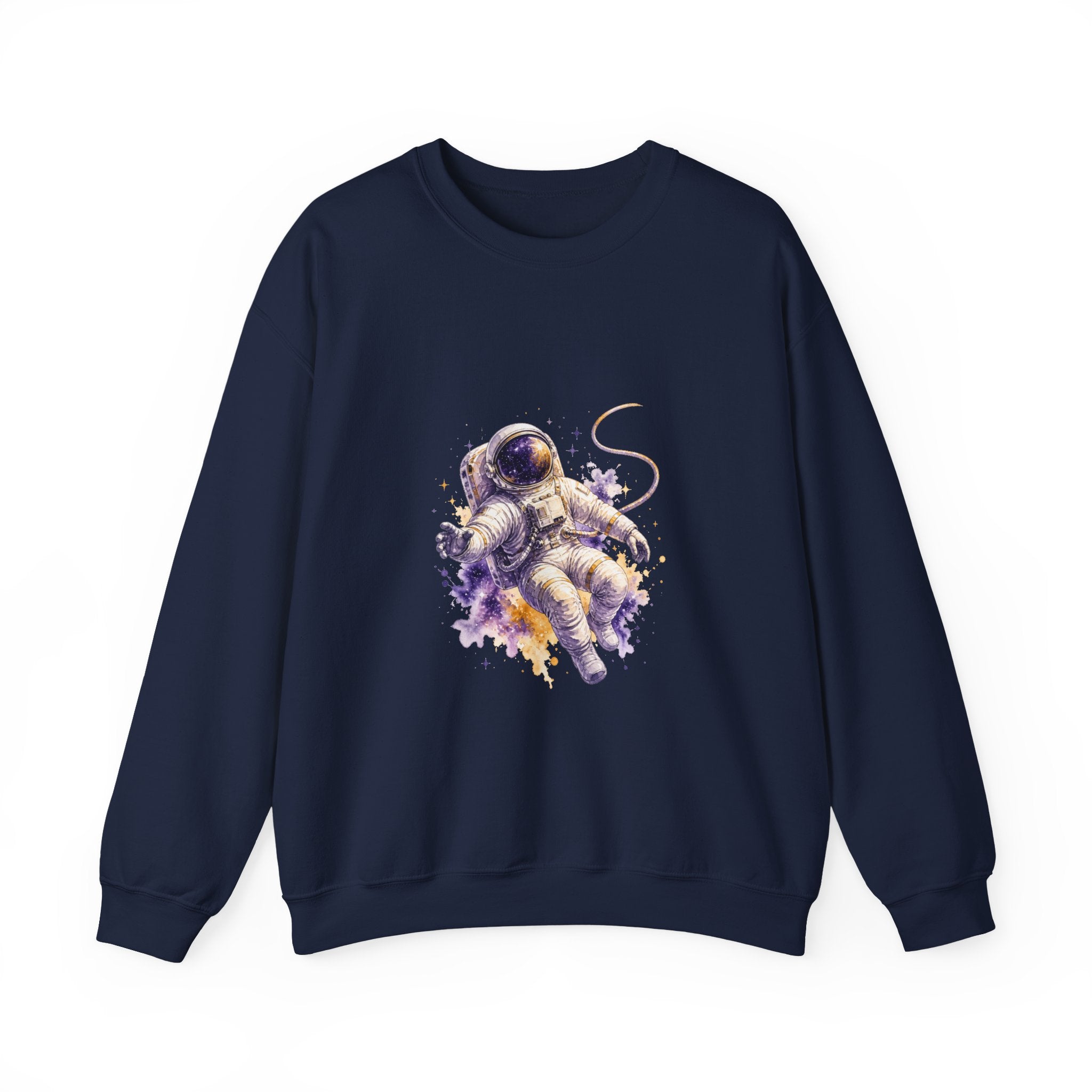 Matching Couple Sweatshirt - Astronaut & Planet Matching Couple Comfort Colors Crew Watercolor Art His Hers Birthday Gift - Design A