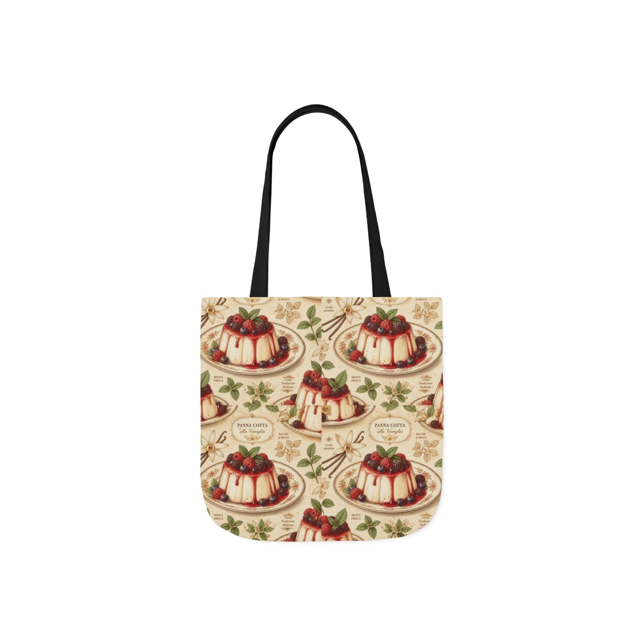 Panna Cotta Canvas Tote Bag Mediterranean Kitchen Botanical Design Italian Cottagecore Gift