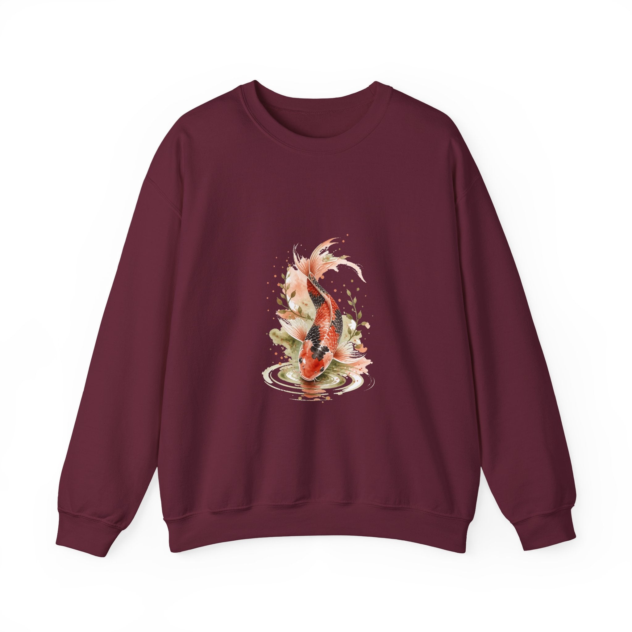 Matching Couple Sweatshirt - Koi Fish Yin Yang Matching Couple Comfort Colors Crew Watercolor Art His Hers Birthday Gift - Design B