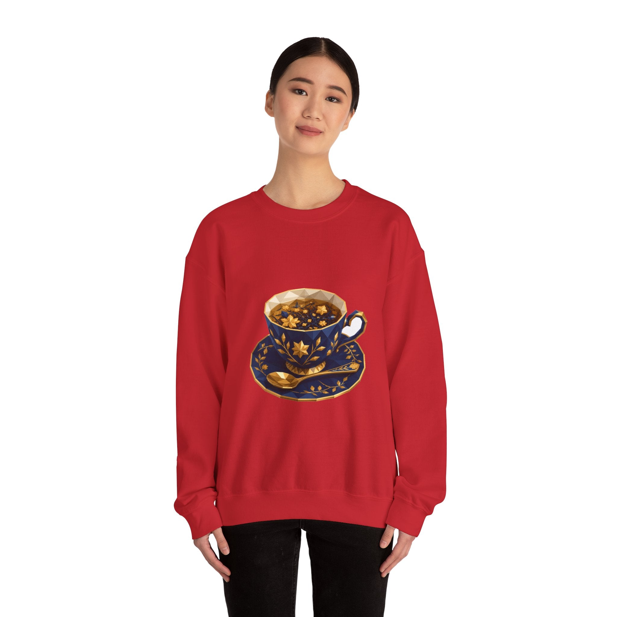 Matching Couple Sweatshirt - Coffee & Tea Matching Couple Comfort Colors Crew Geometric Art His Hers Love Gift - Design B