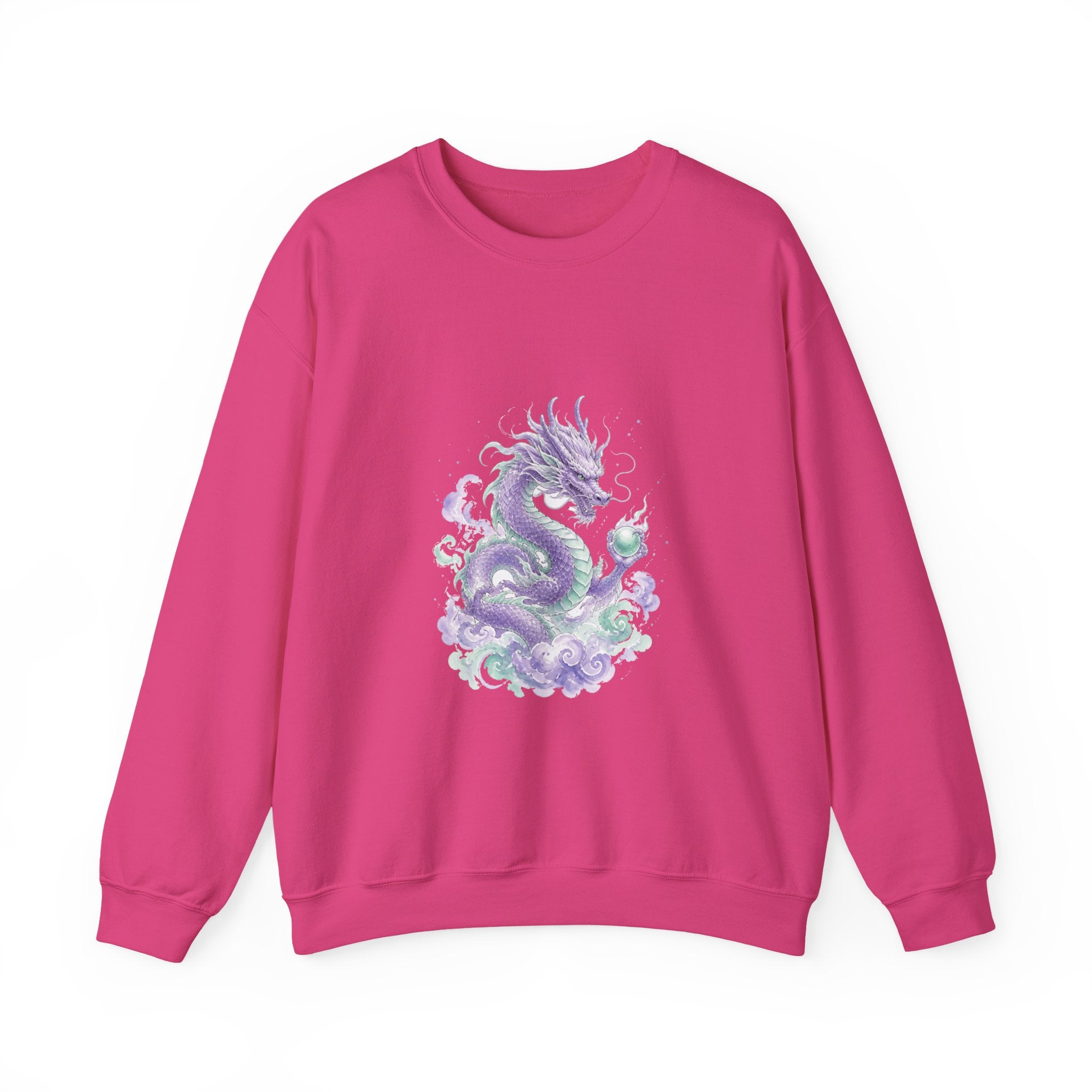 Matching Couple Sweatshirt - Dragon & Phoenix Matching Couple Crewneck Sweatshirt Watercolor Art His Hers Engagement Gift - Design A